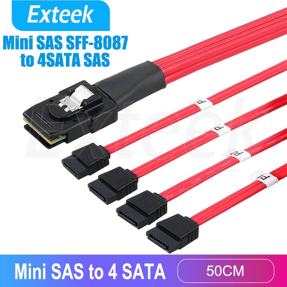 Mini SAS 36Pin SFF-8087 to 4x SATA Forward Breakout Cable 50cm 4Lane 12.0 Gbps