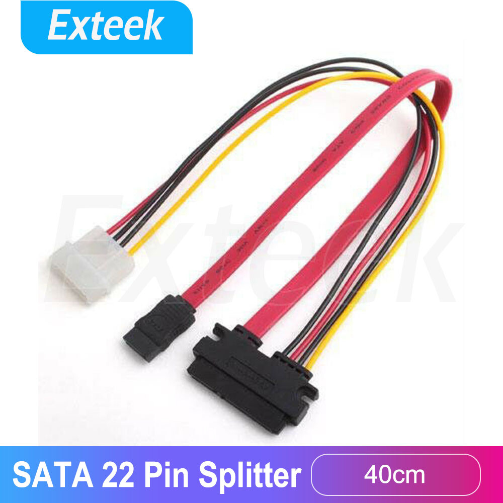 SATA 7 15 Pin to 7 Pin 4 Pin Splitter Cable Hard Drive Data Power 40cm Shielded