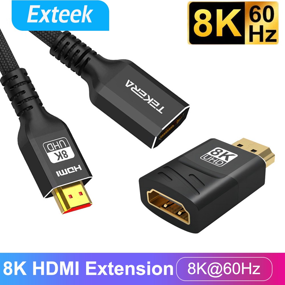 TEKERA HDMI V2.1 Male to Female Extension Cable 8K 60Hz Braided Gold Plated