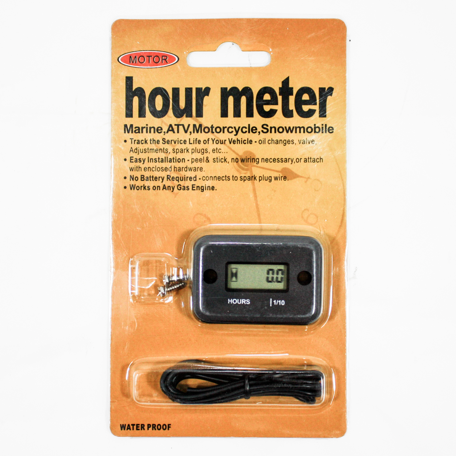 BLYGO Inductive Waterproof Hour Meter T189-BLK__LTM Marine ATV Motorcycle Engine