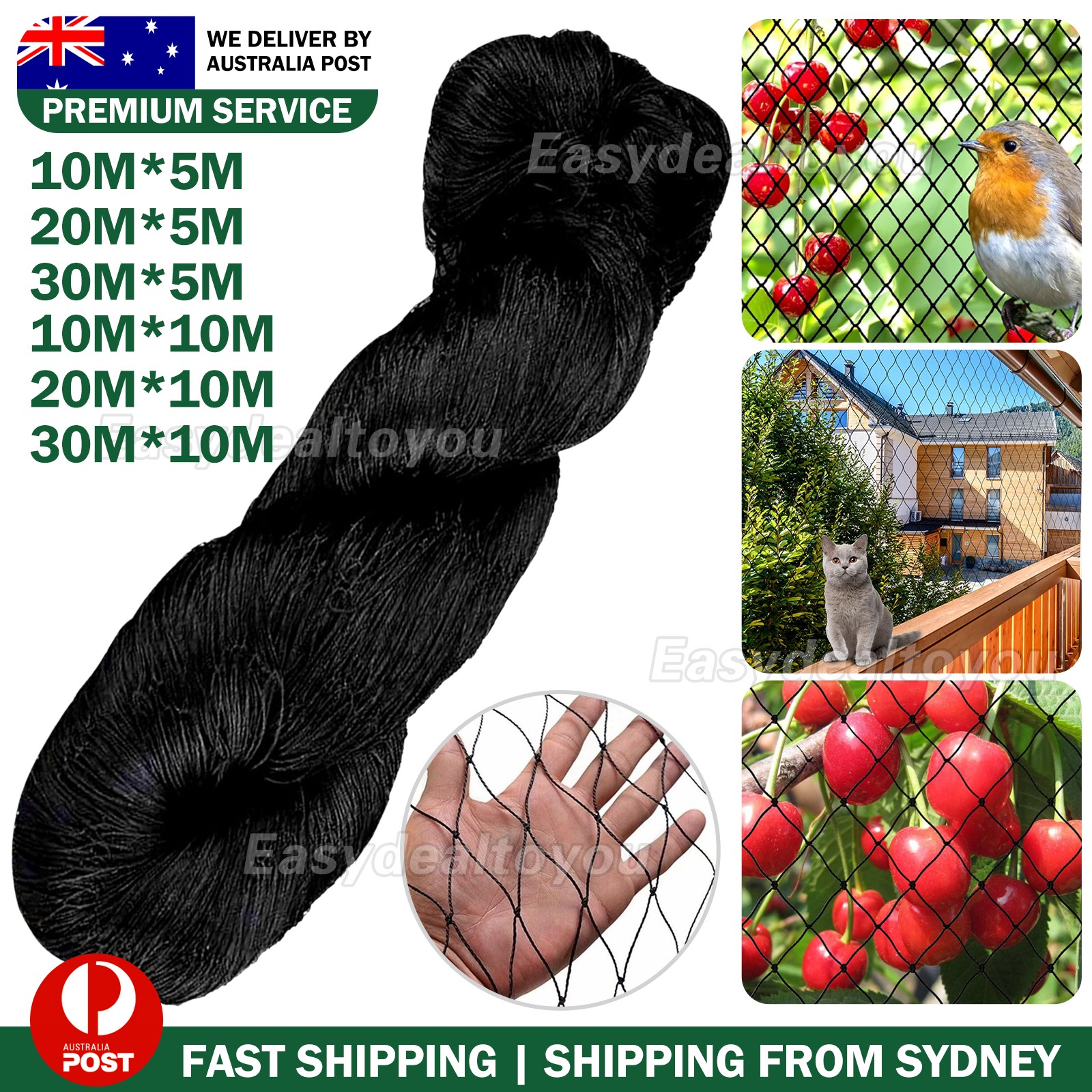 VOVOWOO Anti Bird Netting Nylon Mesh 15mm Black 5Mx10M Fruit Trees Pond Protect