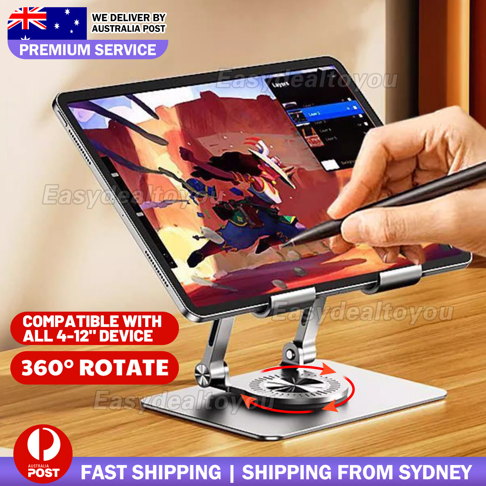 VOVOWOO Universal Tablet Stand Foldable 360 rotation iPad iPhone up to 12 inch