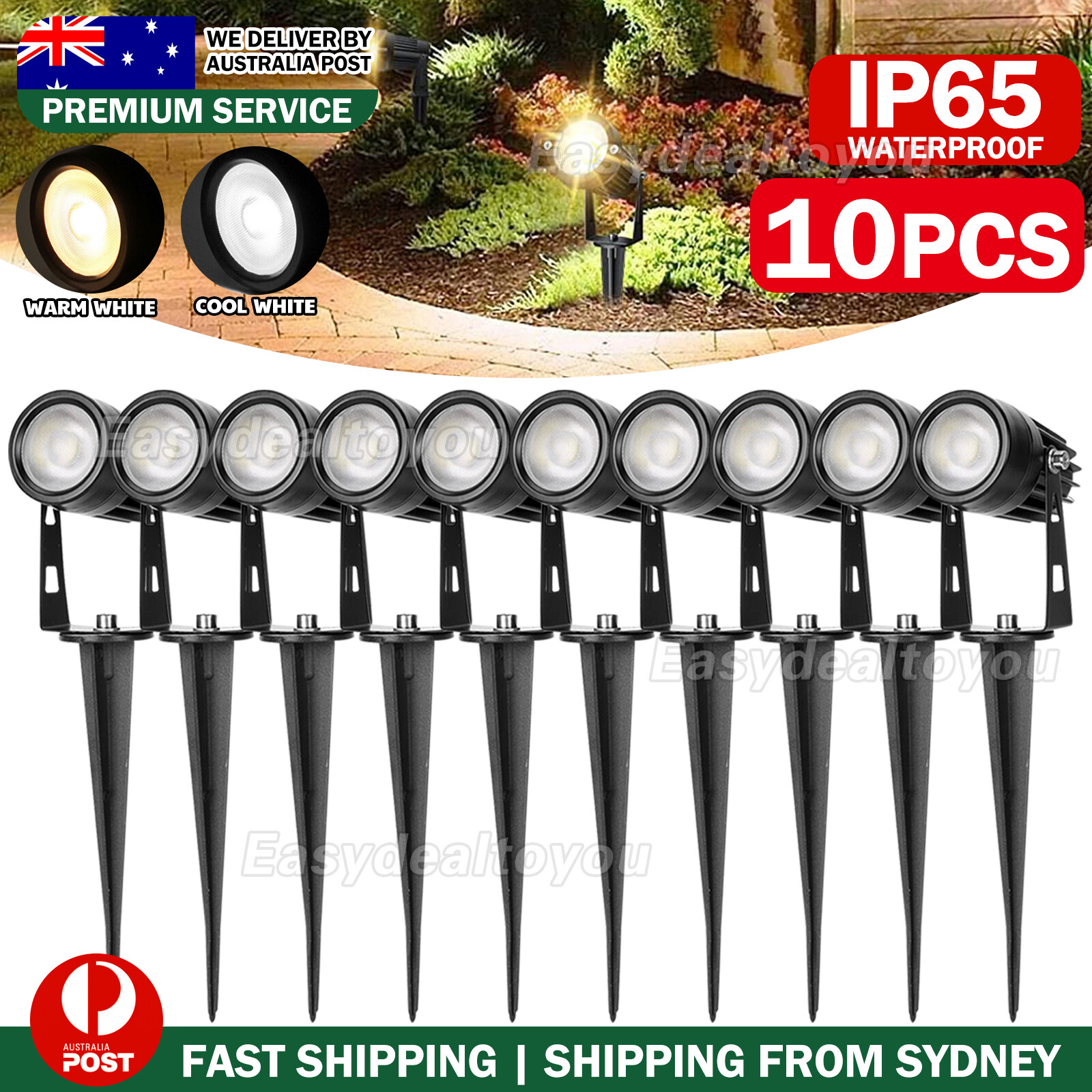 VOVOWOO 10x Garden Landscape Spotlights IP65 Waterproof 5W 12V AC/DC 550-600LM
