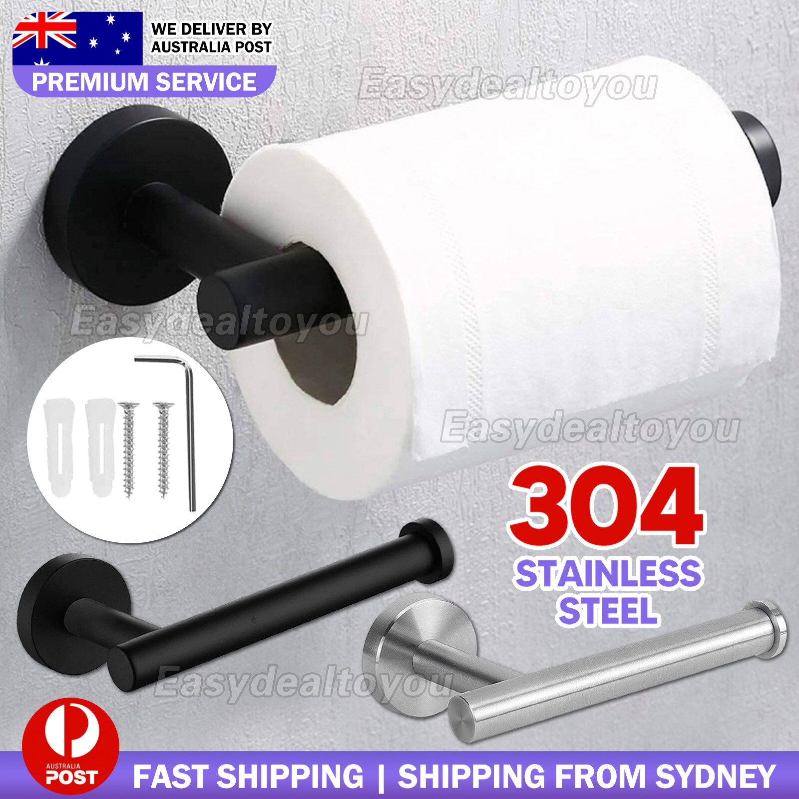 VOVOWOO Wall Mounted Toilet Paper Holder Stainless Steel Bathroom 16cm Anti-Slip