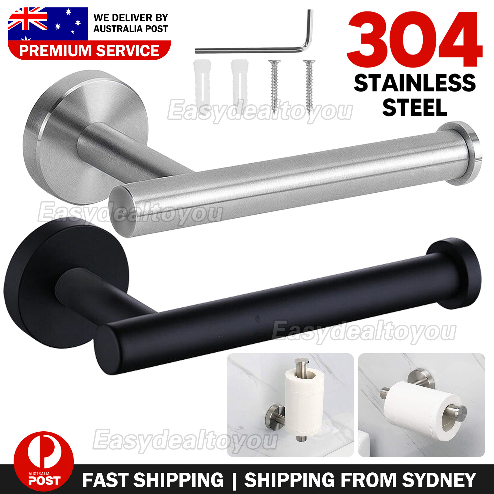 VOVOWOO Wall Mounted Toilet Paper Roll Holder Stainless Steel Black Suction 16cm