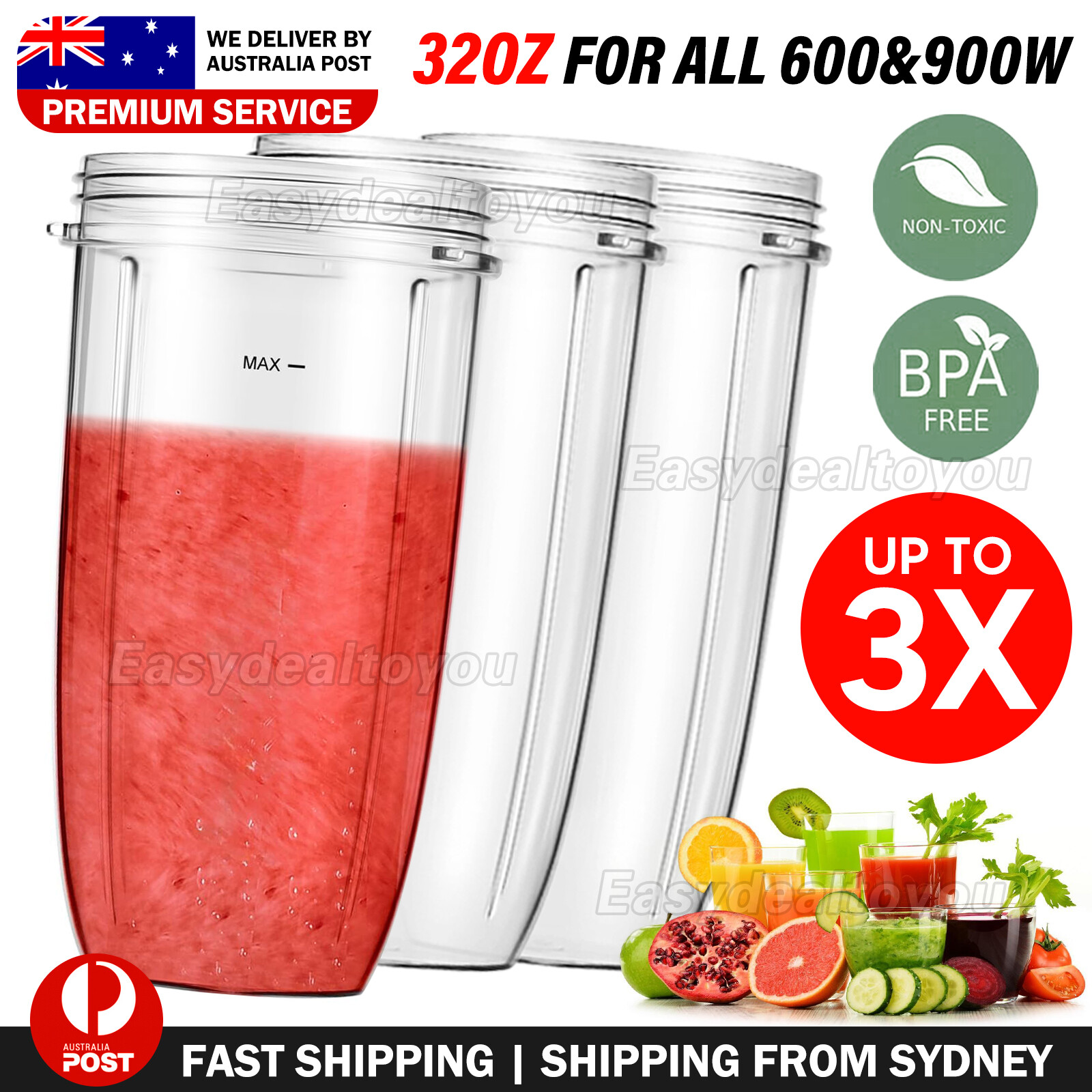 VOVOWOO 32oz COLOSSAL CUP For NUTRIBULLET 600w 900w ABS Plastic Transparent