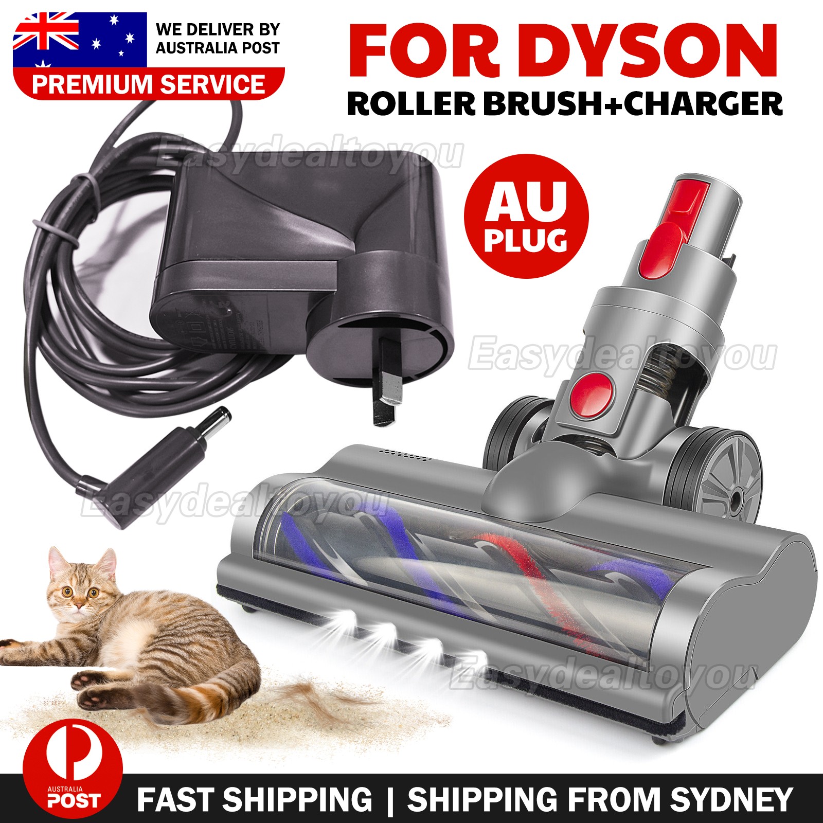 Dyson V7 V8 V10 V11 Replacement Motorhead Soft Roller Brush Attachment Grey