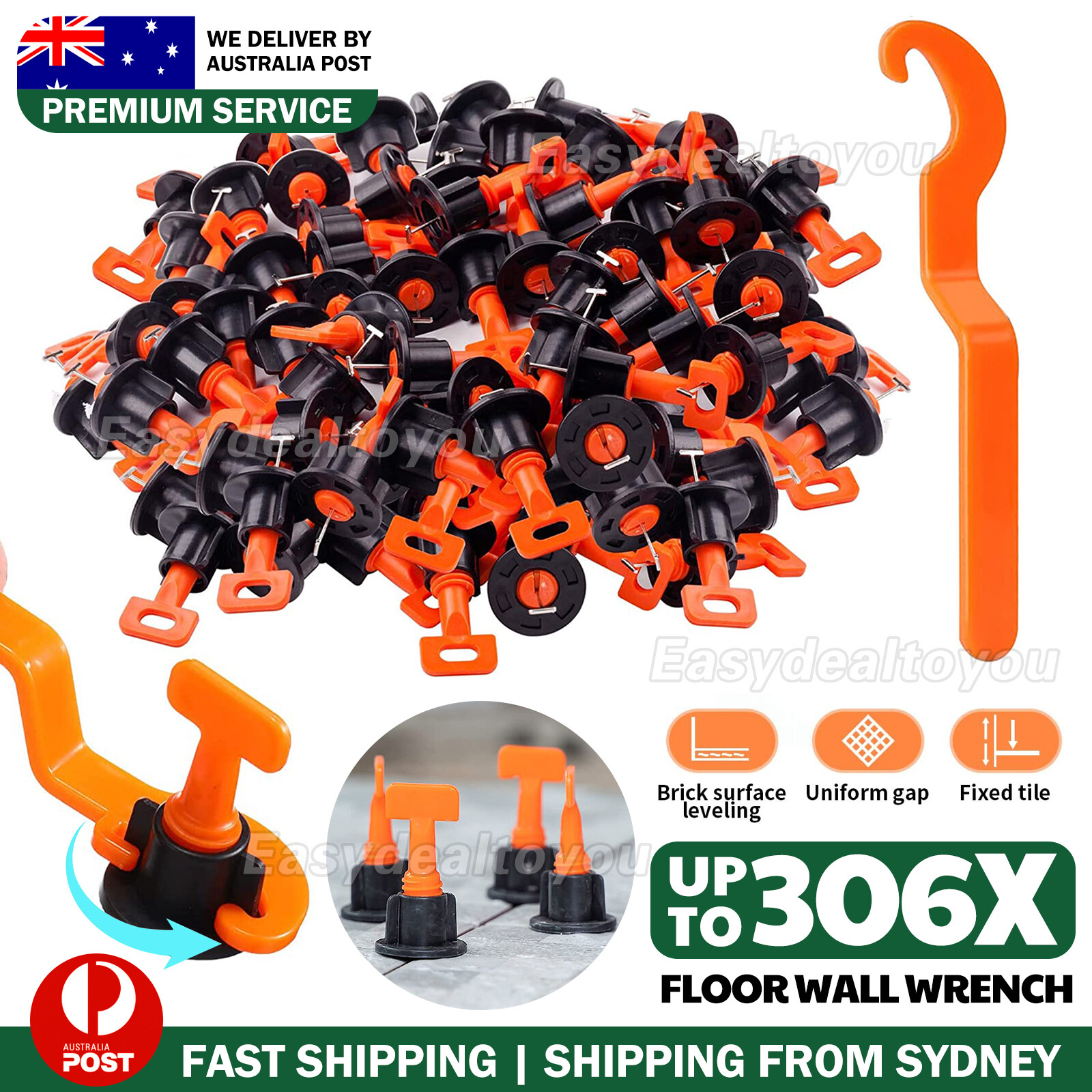 VOVOWOO Tile Leveling System 51pcs Clips Floor Wall Wrench PP Stainless Steel