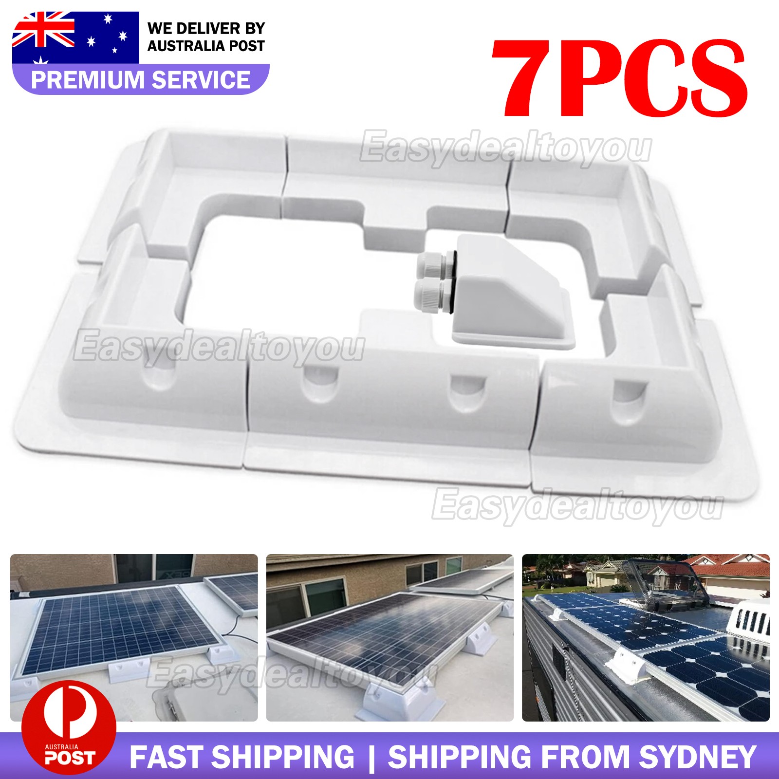 7X Solar Panel Corner Mounting Brackets Kit ABS White Vehicle Roof Caravan Boat
