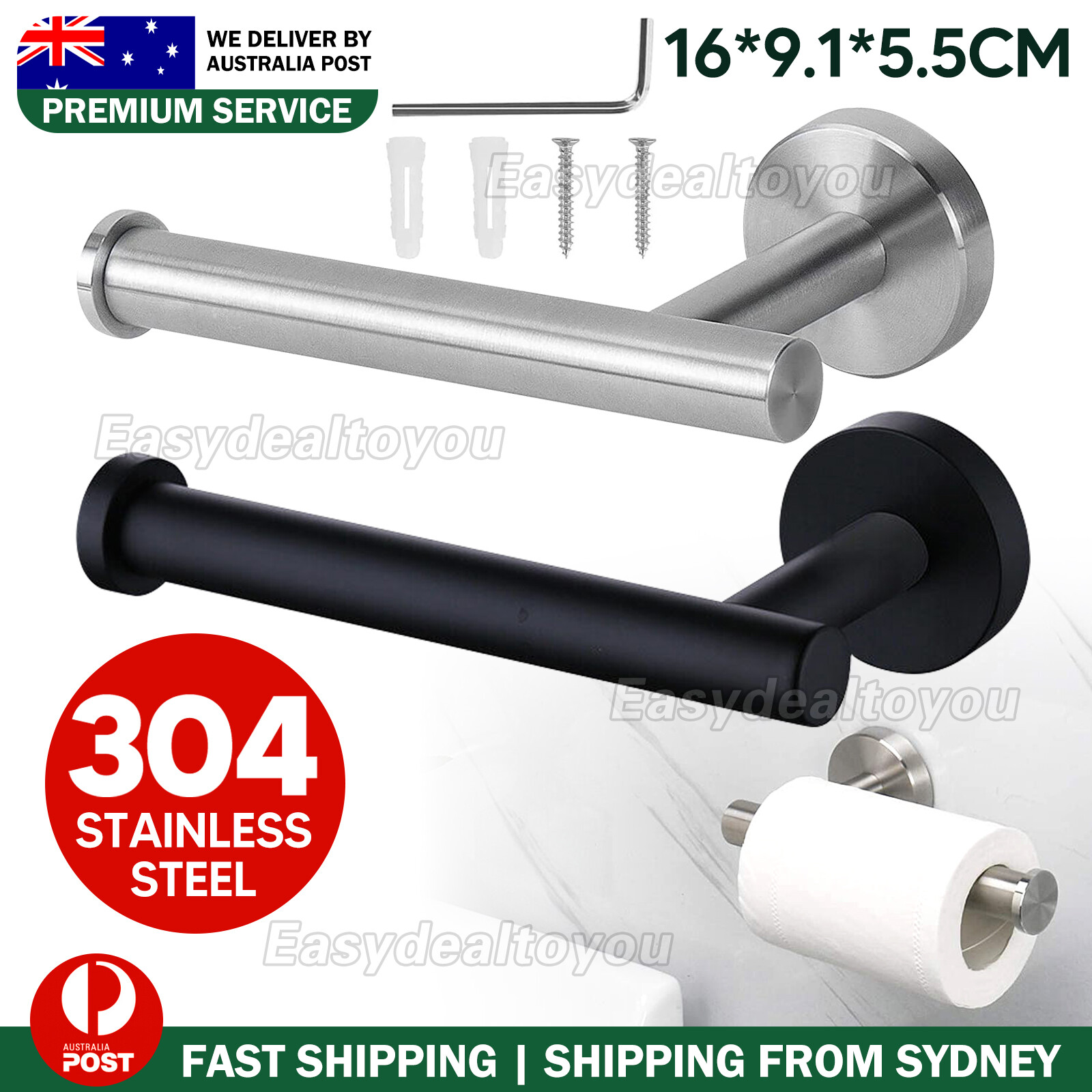 VOVOWOO Toilet Paper Holder Wall Mounted Stainless Steel Suction 16cm Black