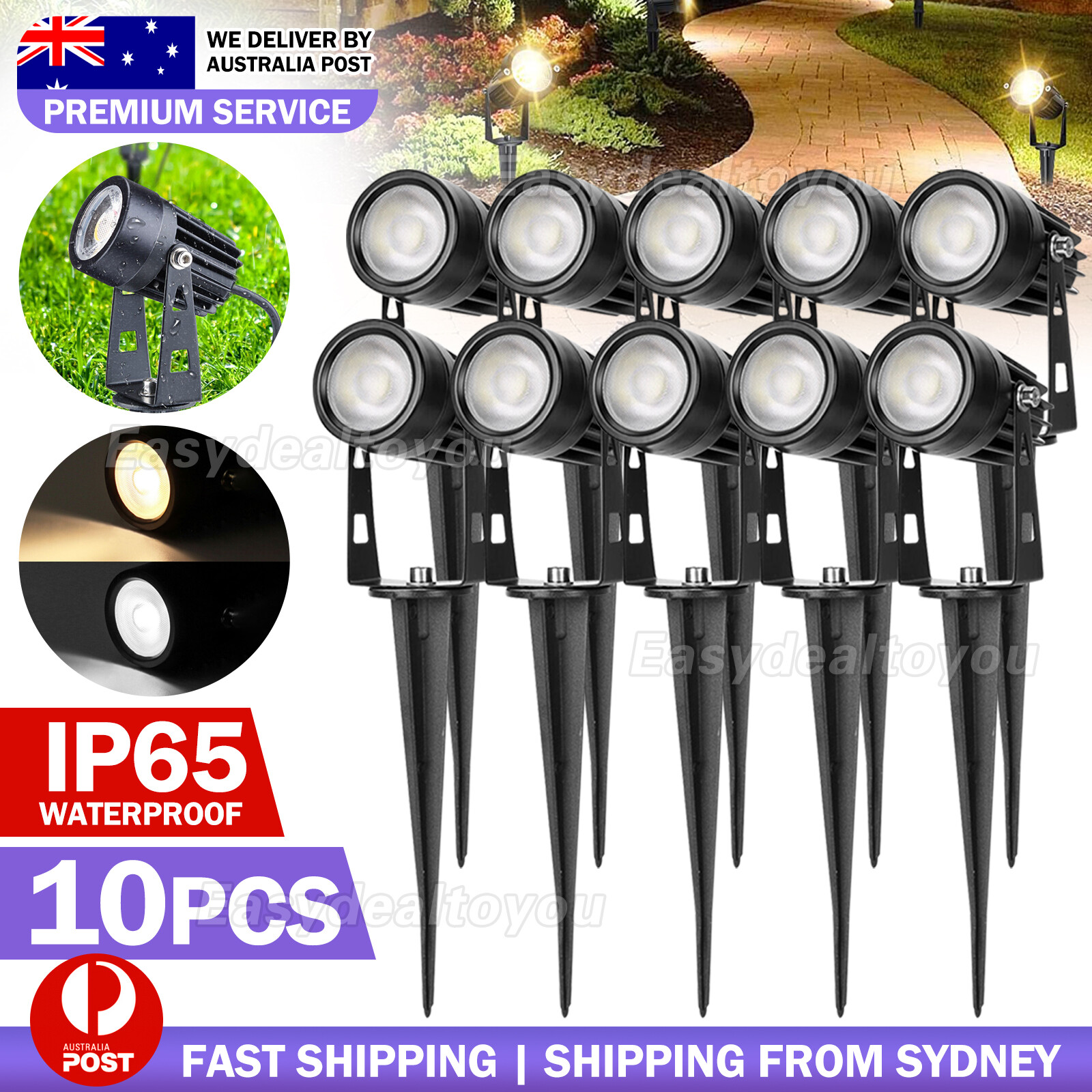 10X 12V LED Garden Spotlight Landscape Lights Outdoor Waterproof IP65 5W Black