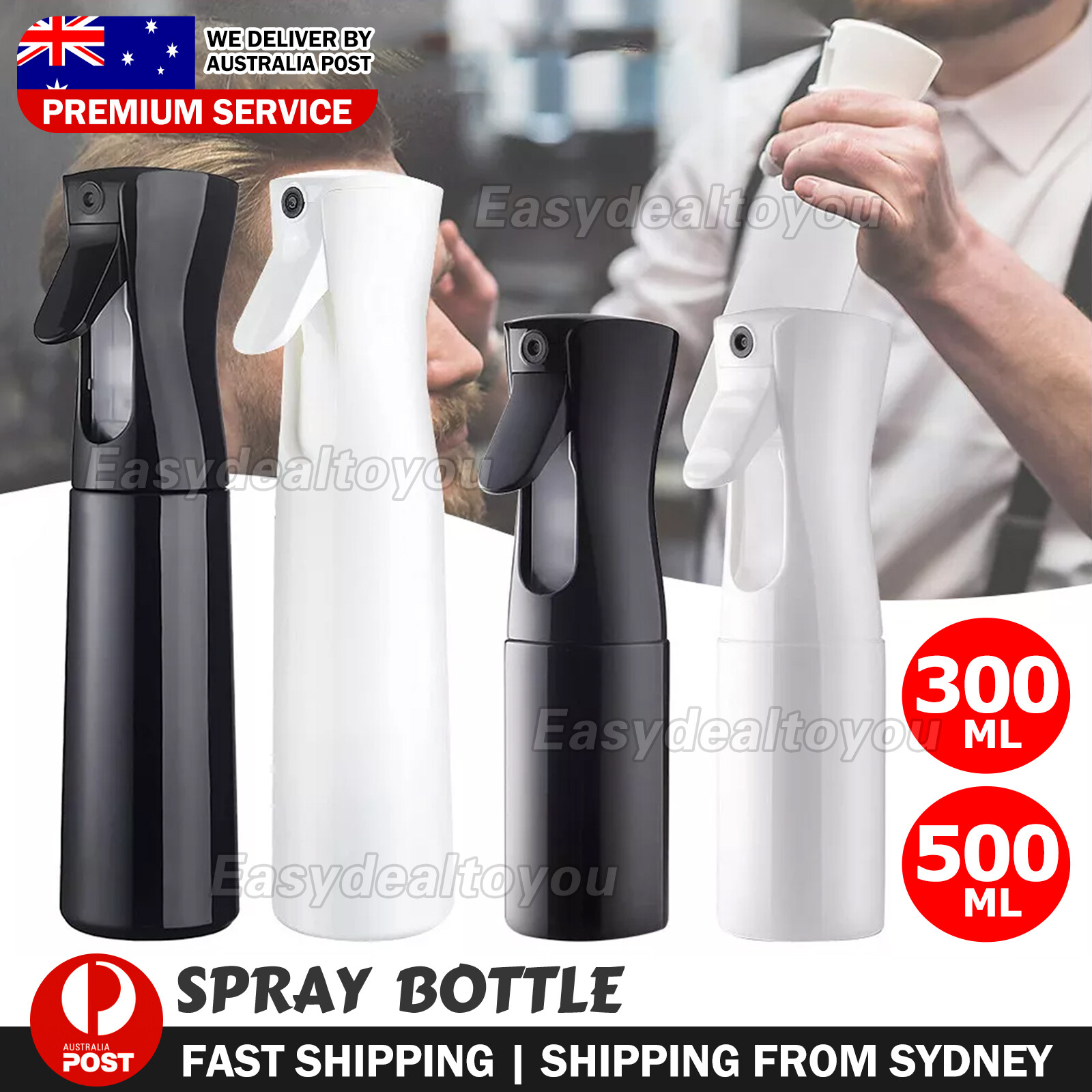 VOVOWOO Hair Continuous Fine Mist Spray Bottle 300ML Black Reusable Plastic