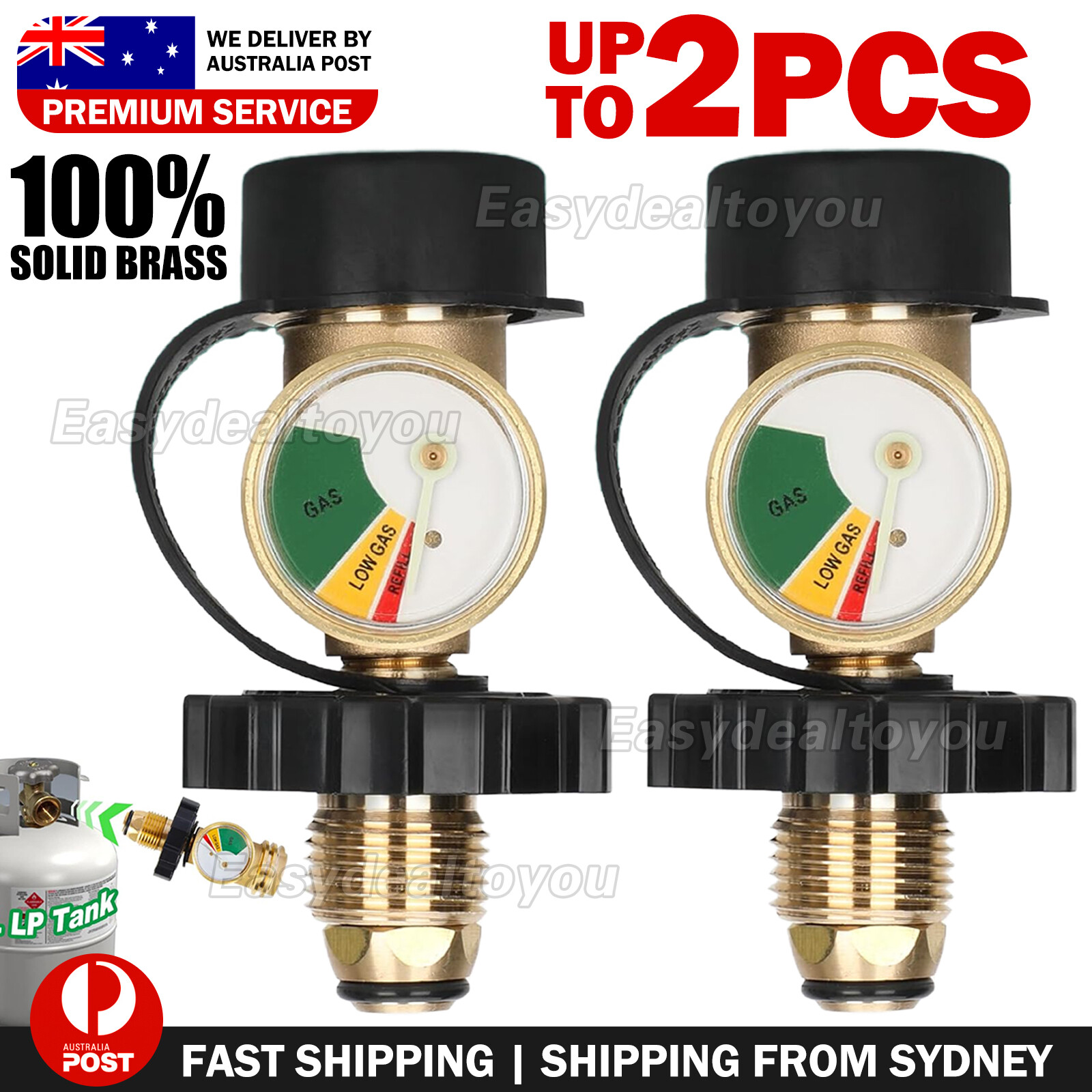 VOVOWOO Propane Gas Bottle Level Indicator Pressure Gauge Brass Gold 96x64mm