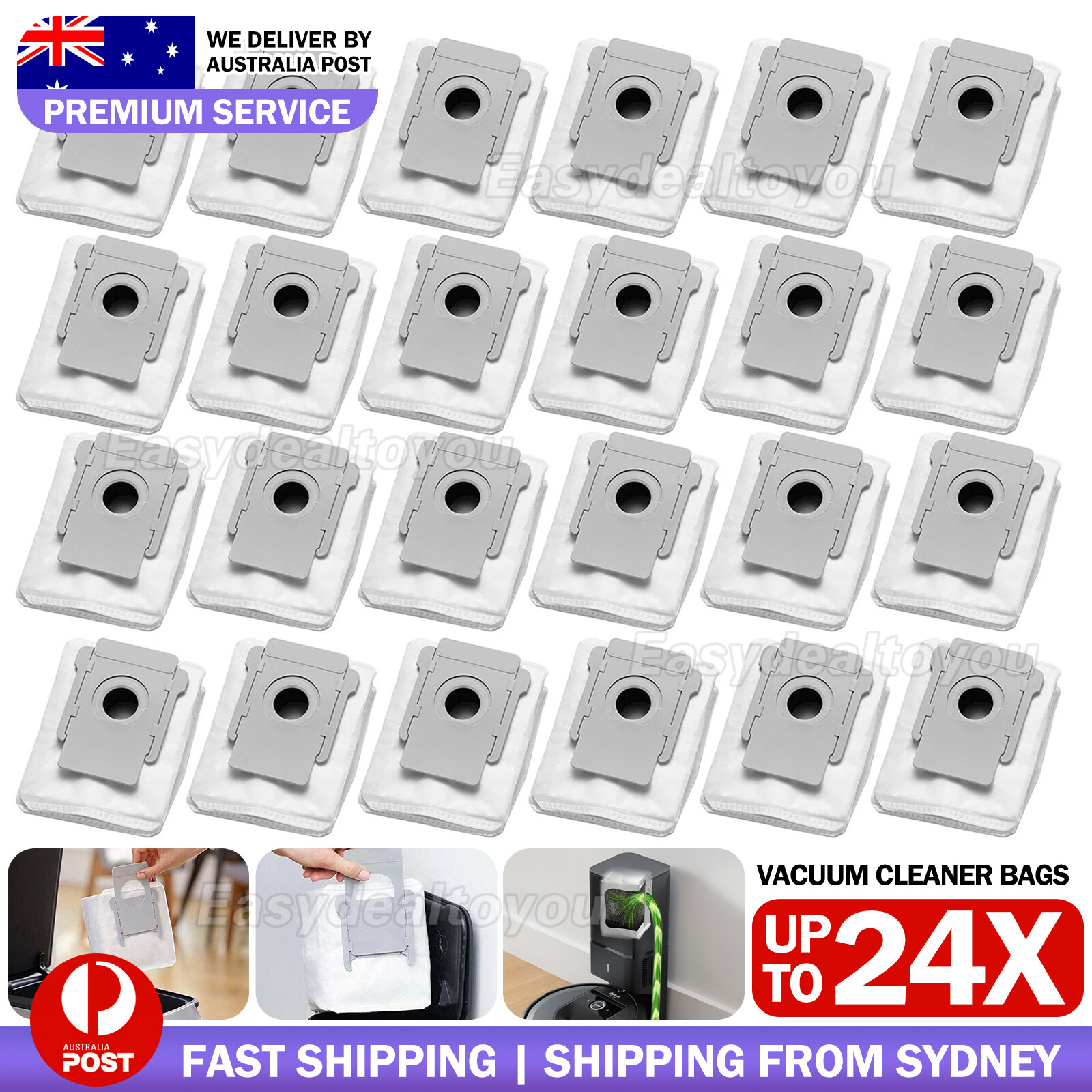 12 PCS Replacement Dust Bags For iRobot Roomba i7 Plus E5 E6 S9 Clean Base Grey