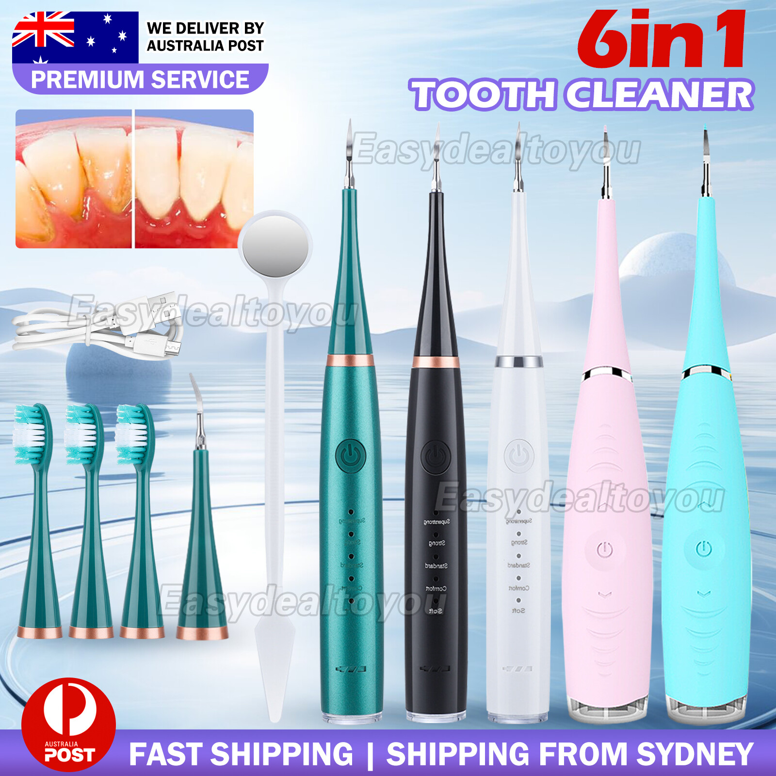 Electric Ultrasonic Dental Scaler Tartar Plaque Calculus Remover USB Black ABS