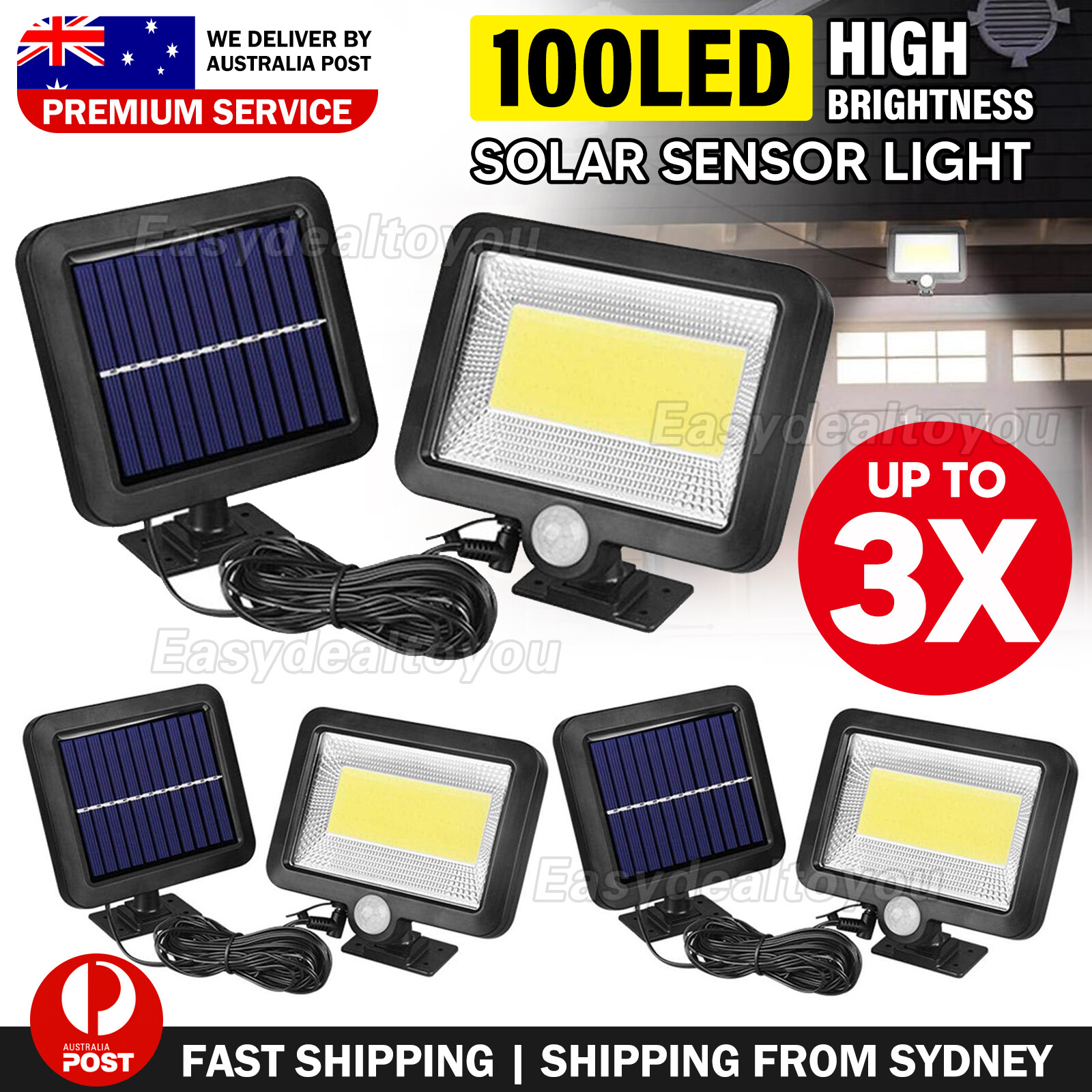 VOVOWOO Solar LED Flood Lamp 100 Motion Activated IP65 Waterproof Outdoor Black
