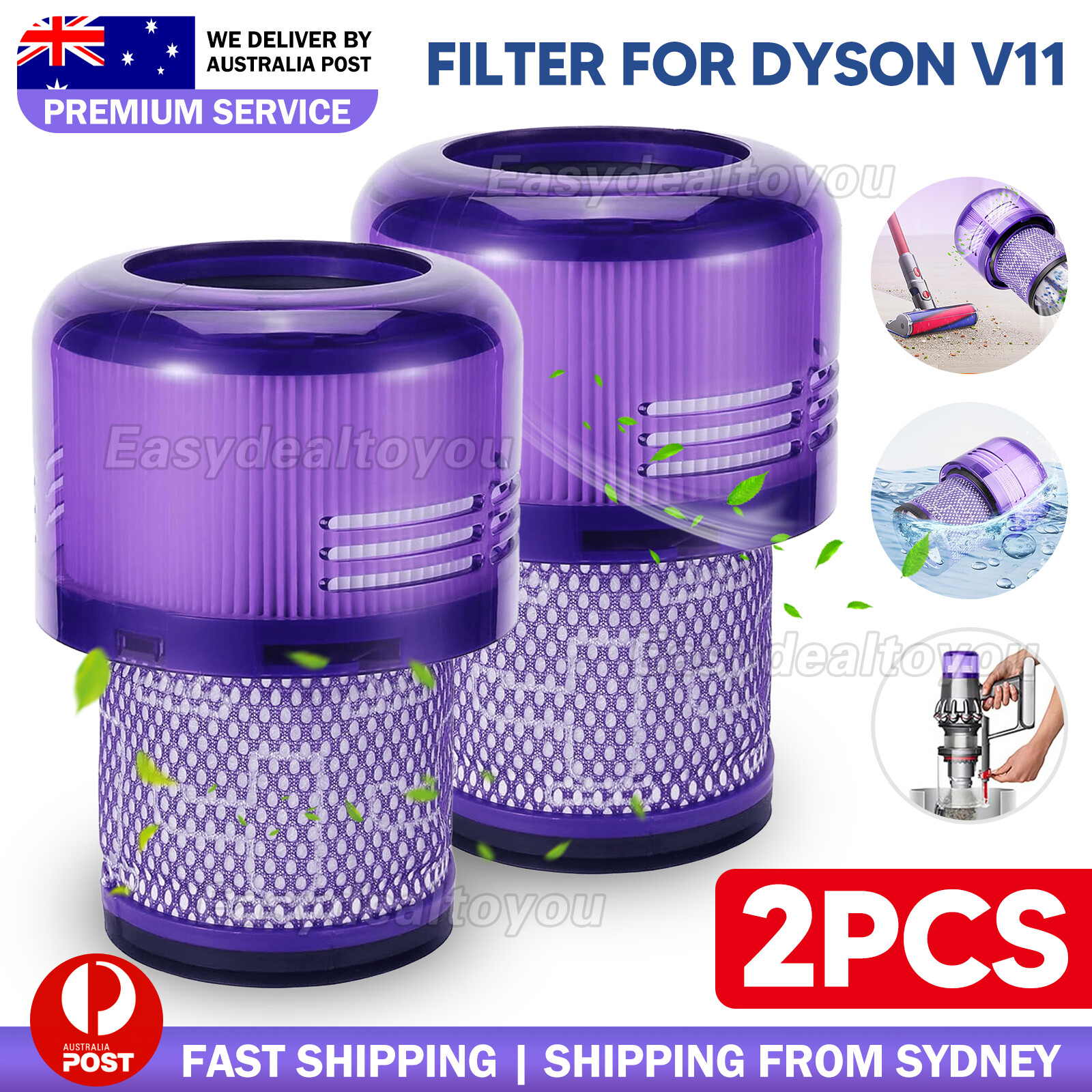 VOVOWOO 2x Replacement Filter Kit for Dyson V11 Cyclone Absolute Animal Purple