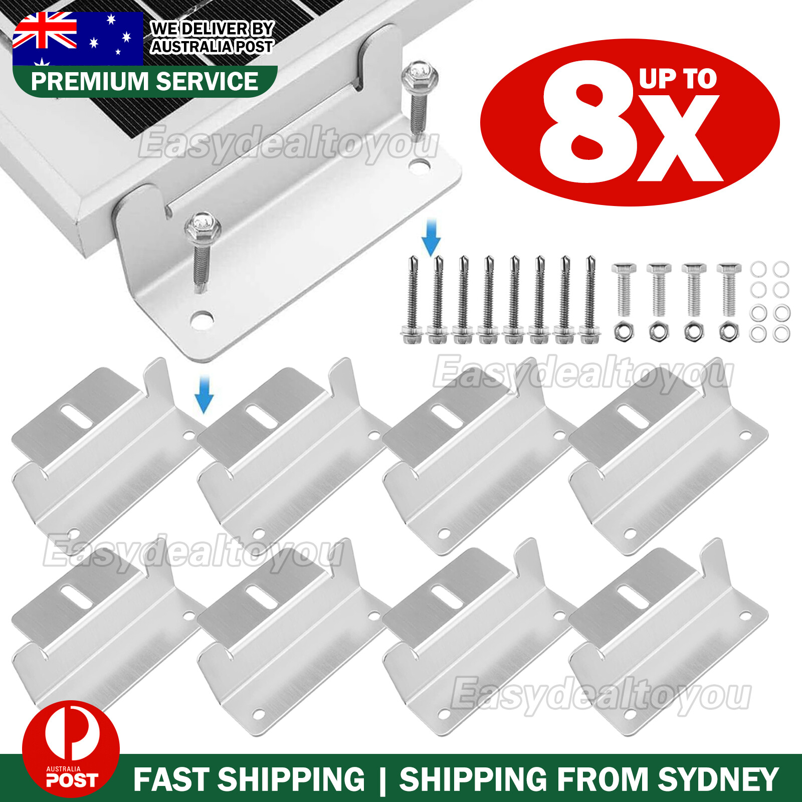 VOVOWOO Solar Panel Mounting Brackets 4/8X Aluminium Silver Stainless Steel Set