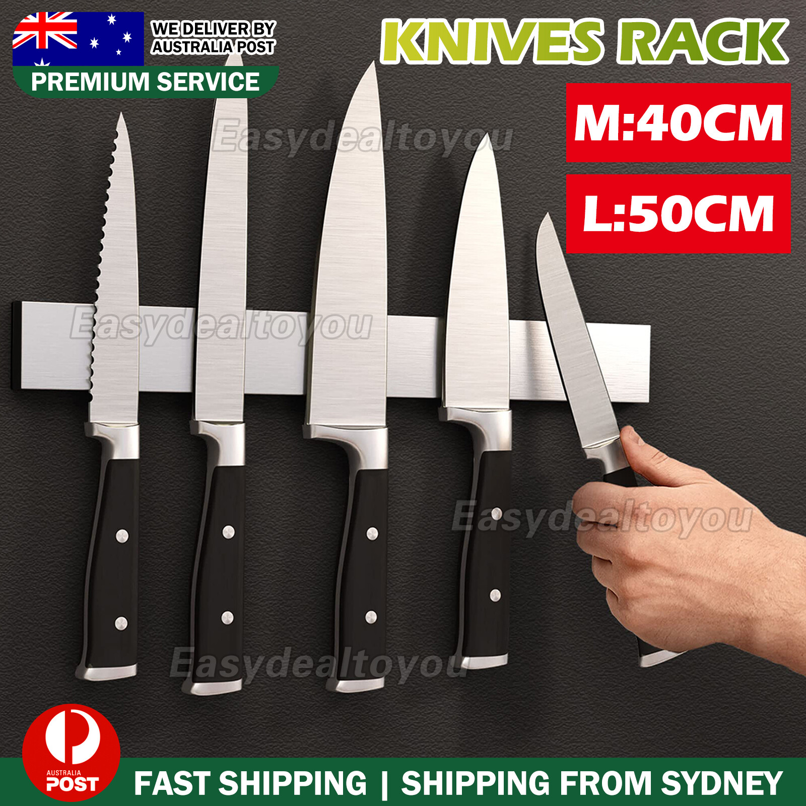 VOVOWOO Magnetic Knife Holder Stainless Steel Wall Mounted Rack Silver 50cm