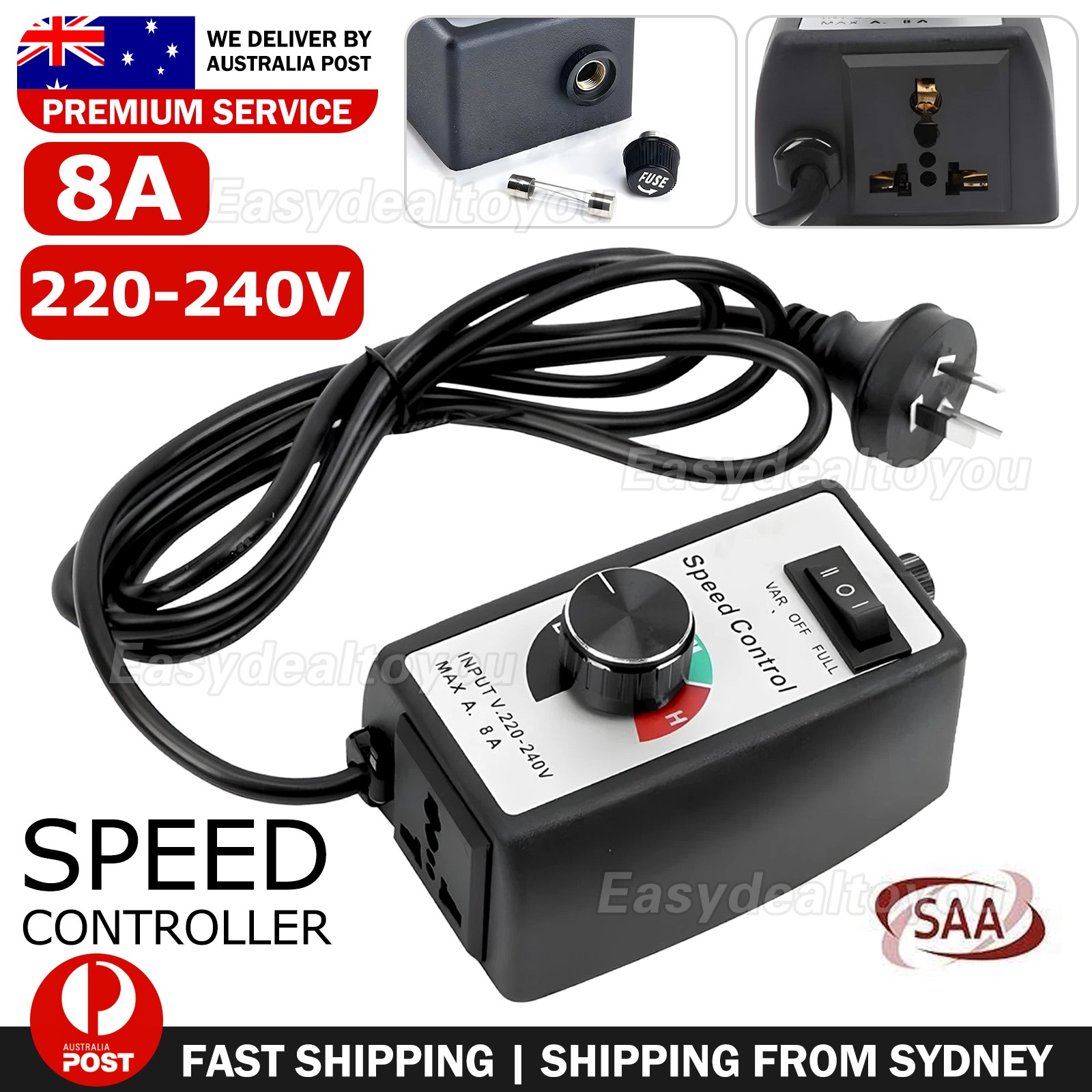 VOVOWOO Router Speed Controller 220V-240V 1800W 8A Fuse Protected AC