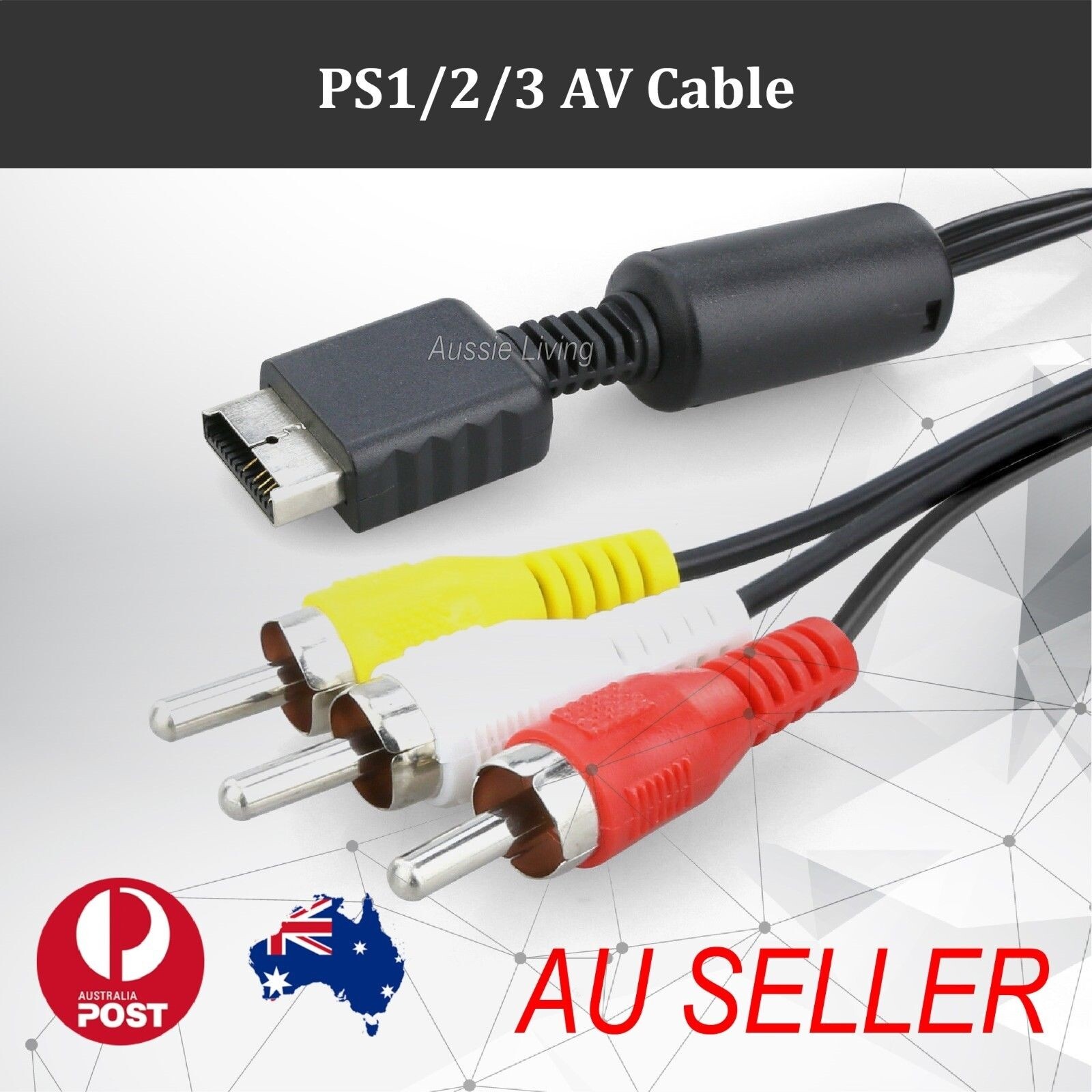 TV SONY PlayStation PS1 PS2 PS3 AV RCA Audio Video Cable 1.8M Black Adaptor