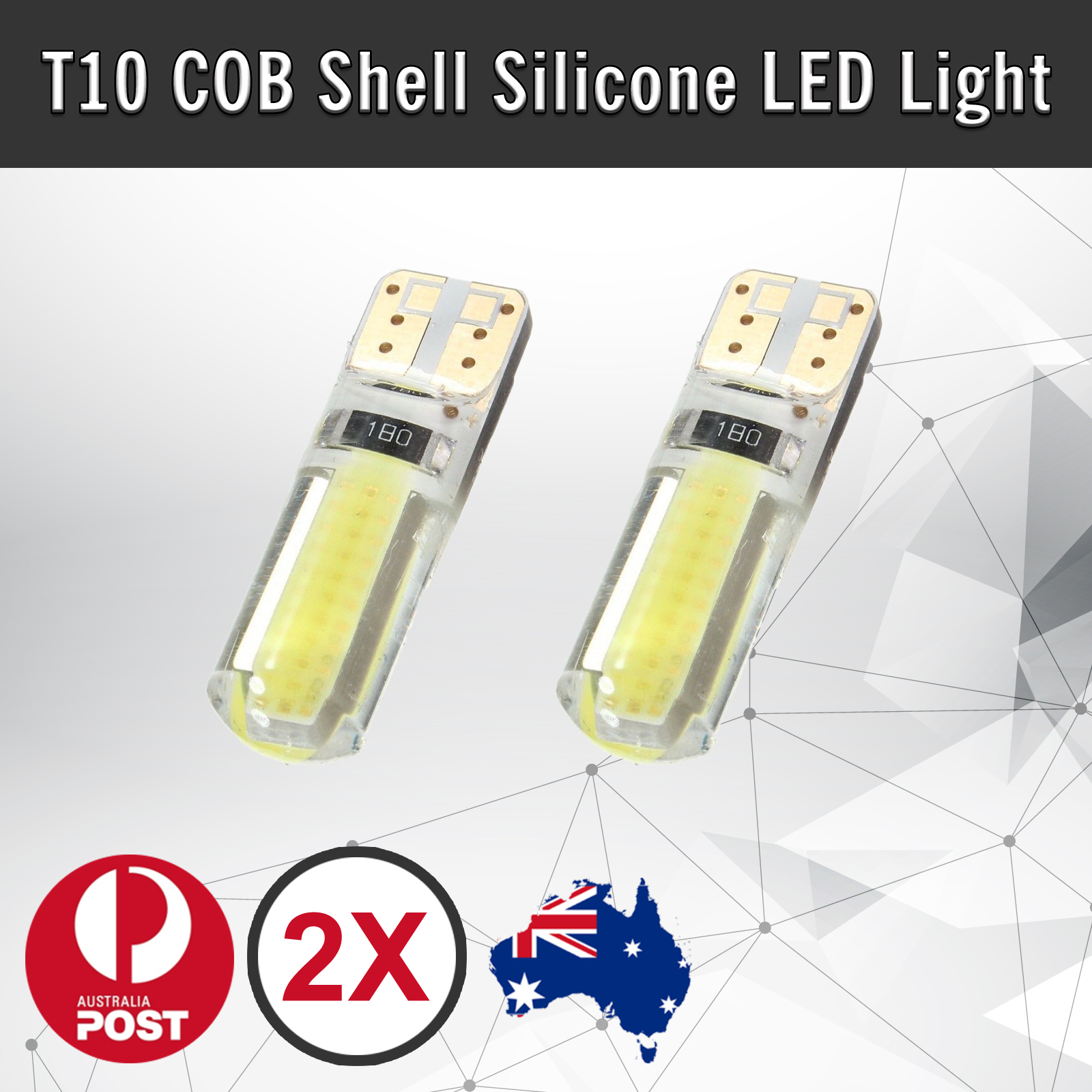 2pcs T10 W5W COB LED White Silicone 12V 6w Rear Parking Tail Light Bulb 6500K