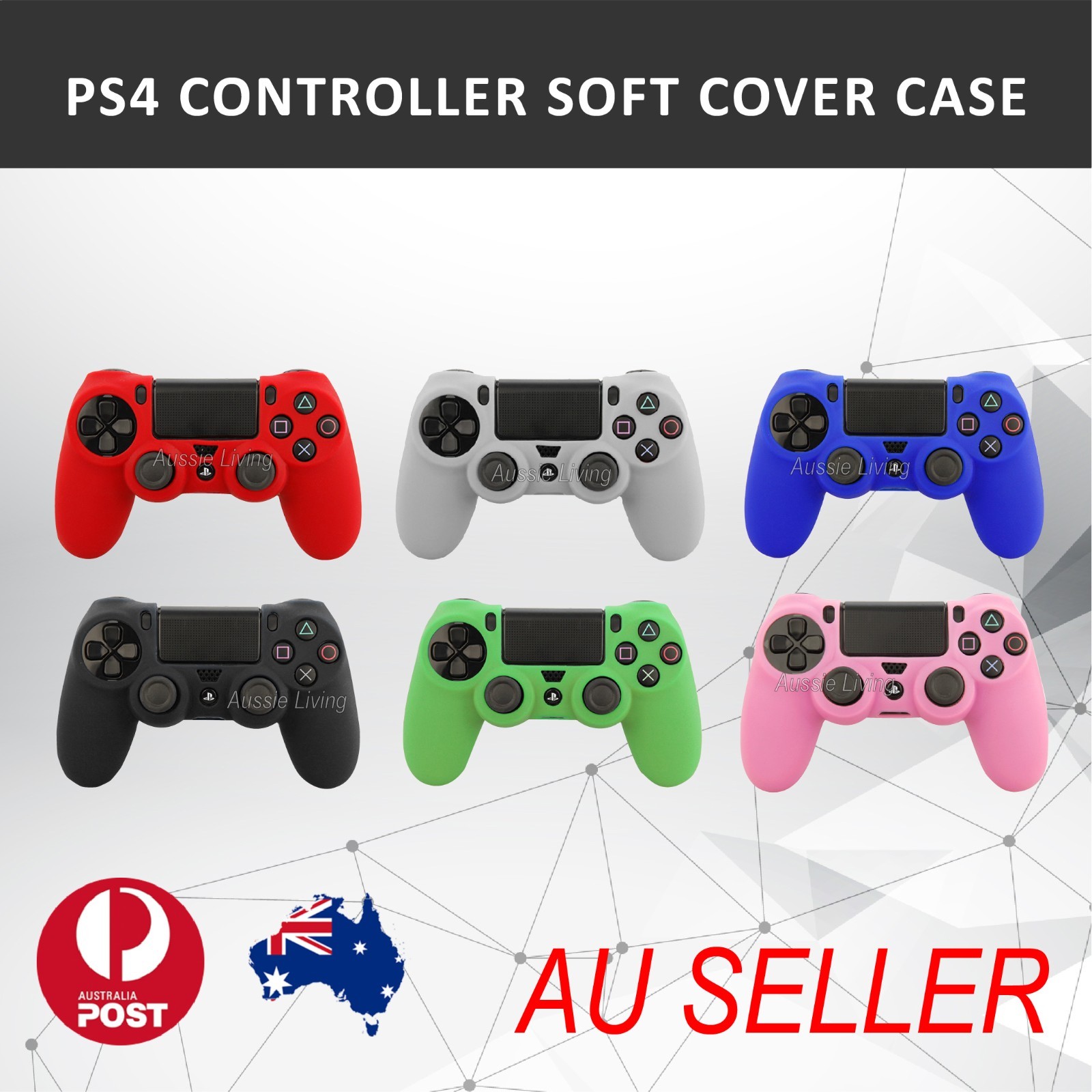 Sony PlayStation 4 PS4 Controller Soft Silicone Rubber Grip Cover Case White