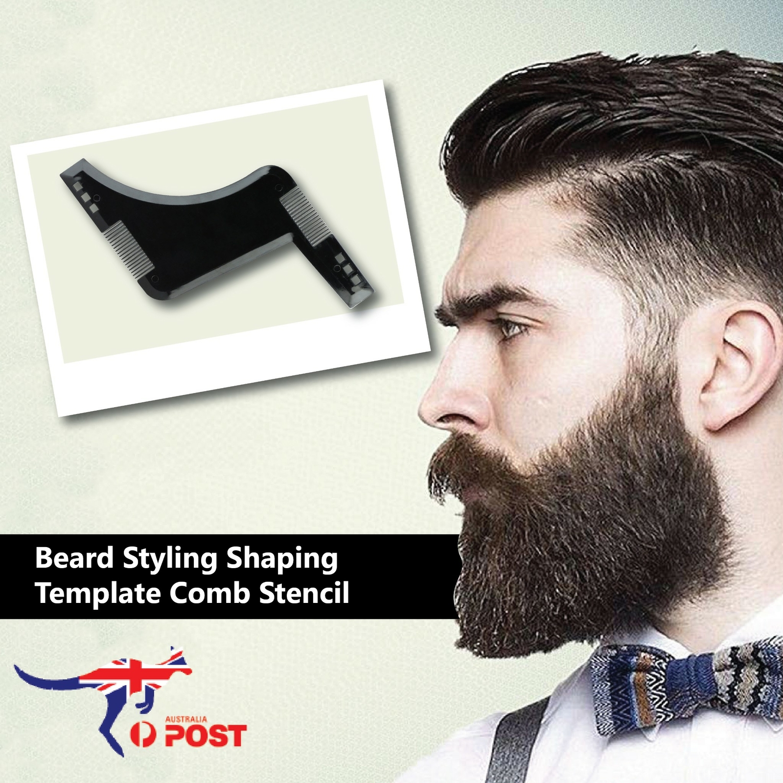 Beard Shaping Template Comb Black ABS Symmetrical Trimming Tool Facial Hair