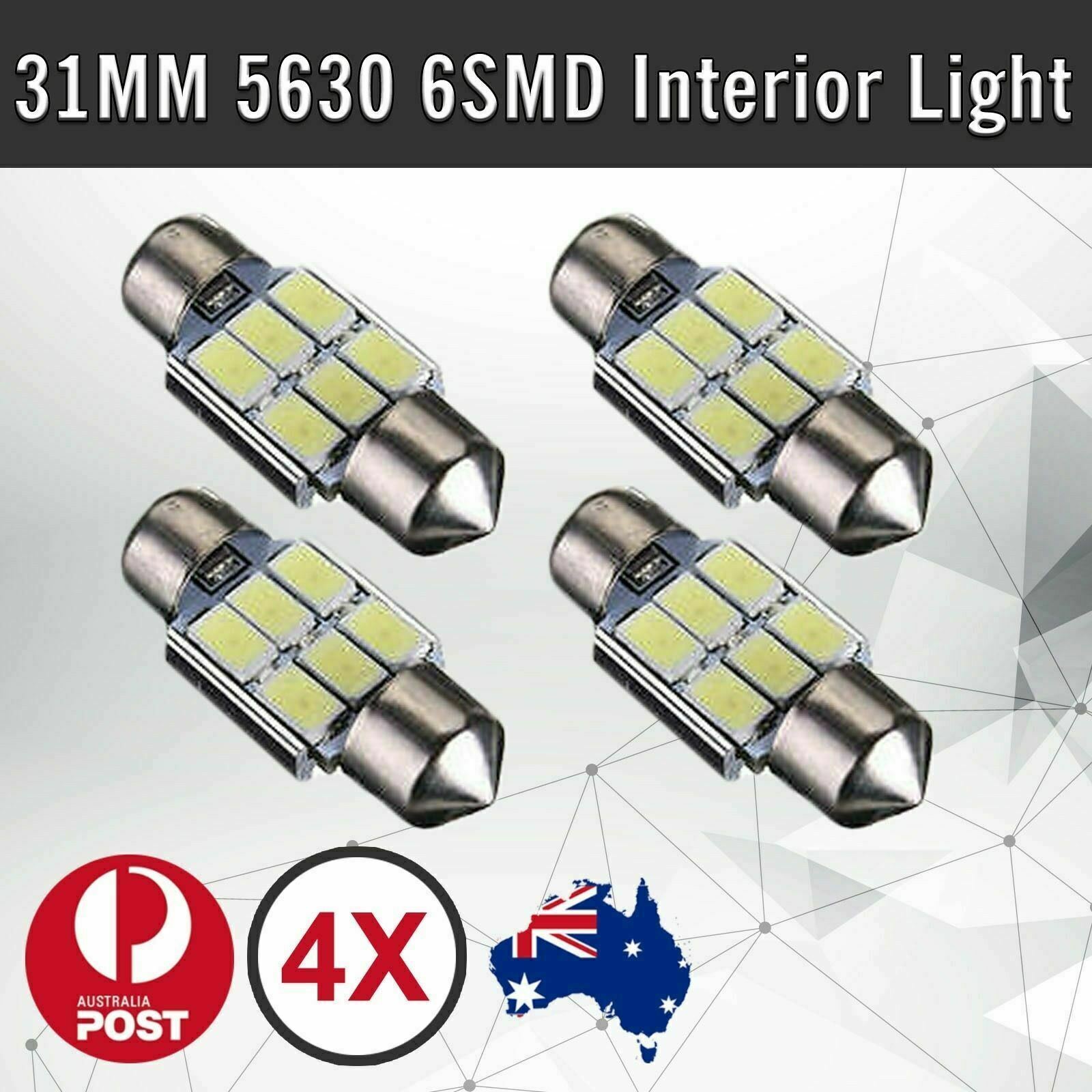 4 31mm 6SMD Festoon 5630 LED Car Interior Dome Map Light Bulb Canbus 12V