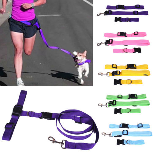 Nylon Adjustable Hands Free Dog Leash Lead Waist Belt Quick Release For Jogging