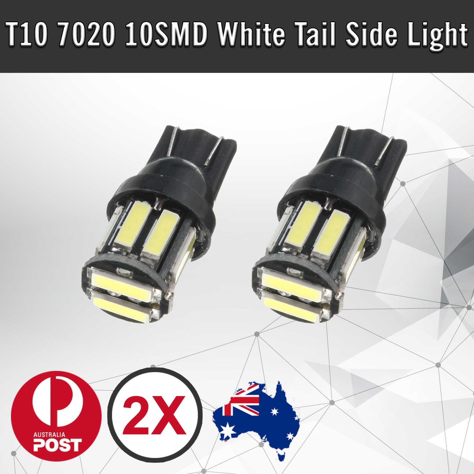 2x White T10 7020SMD 10 LED W5W Wedge Interior Light Bulb 12V 500-600 LUMEN