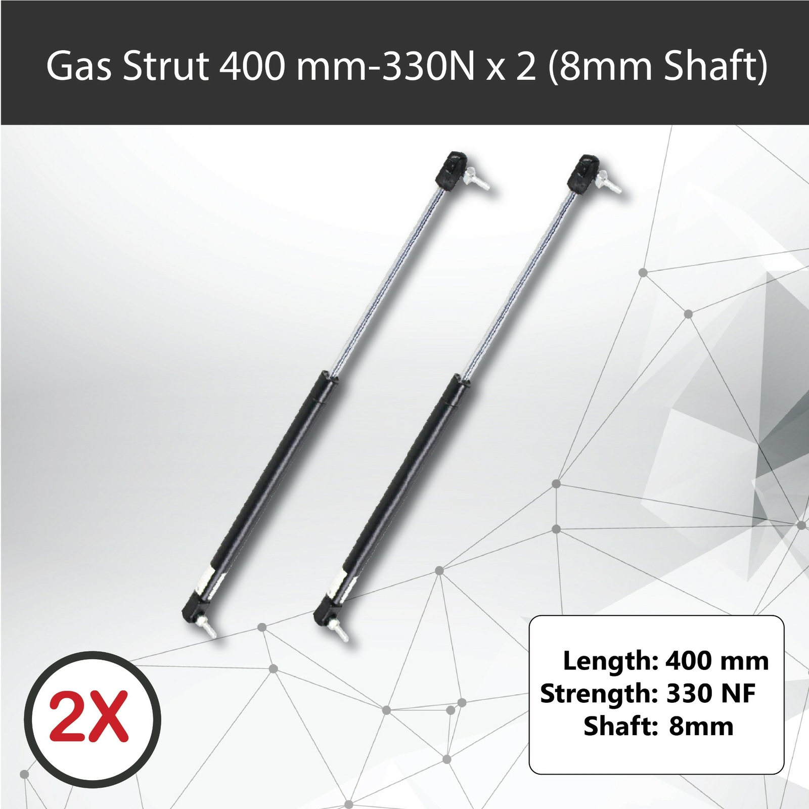 Pair Gas Strut 400mm 330N 8mm Shaft 160mm Stroke Caravan Trailer Toolbox Canopy