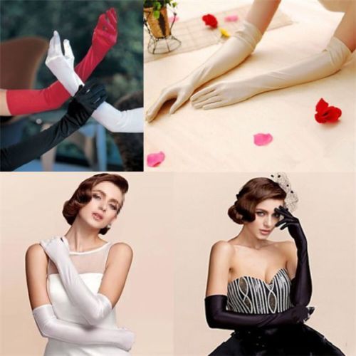 WA_004 Ladies Long Satin Opera Gloves 49cm Stretch Evening Bridal Prom Wedding
