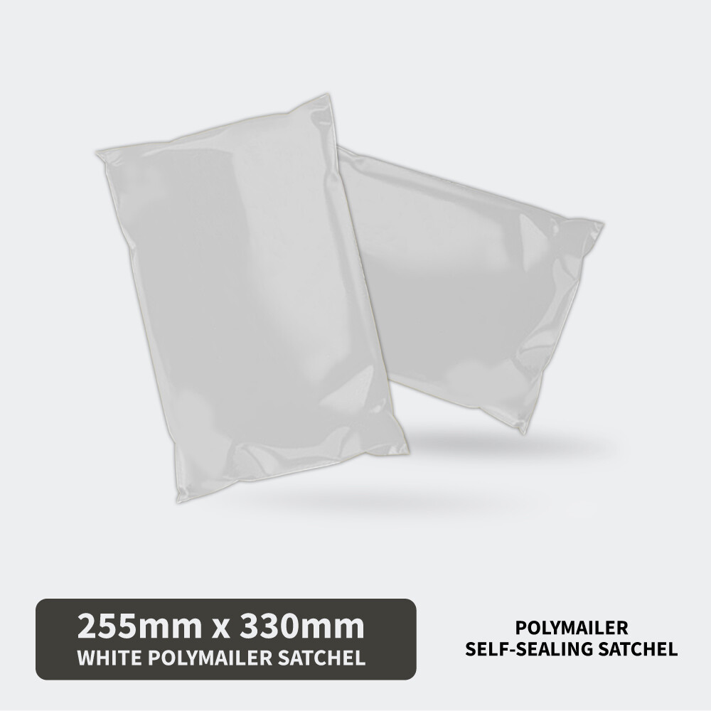 White Poly Mailer Plastic Satchel 255 330mm Self Sealing Shipping Tear Resistant