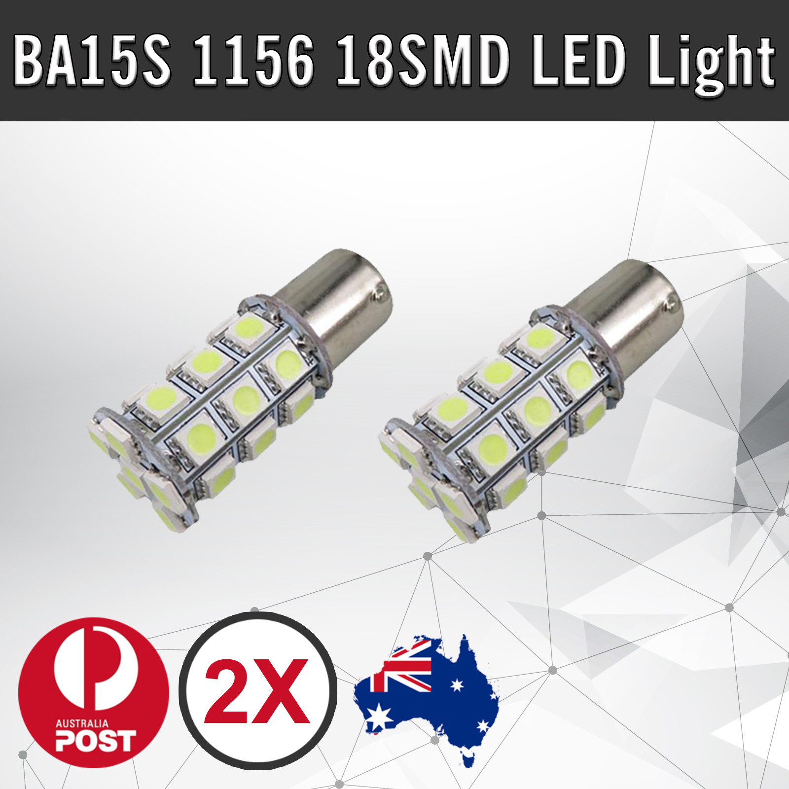2x 1156 BA15S 5050 LED White Globe Bulb 12V Brake Reverse Turn Stop Tail Light