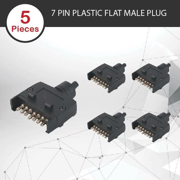 5 Pieces 7 Pin Flat Male Trailer Plug Square Rectangle Caravan Parts