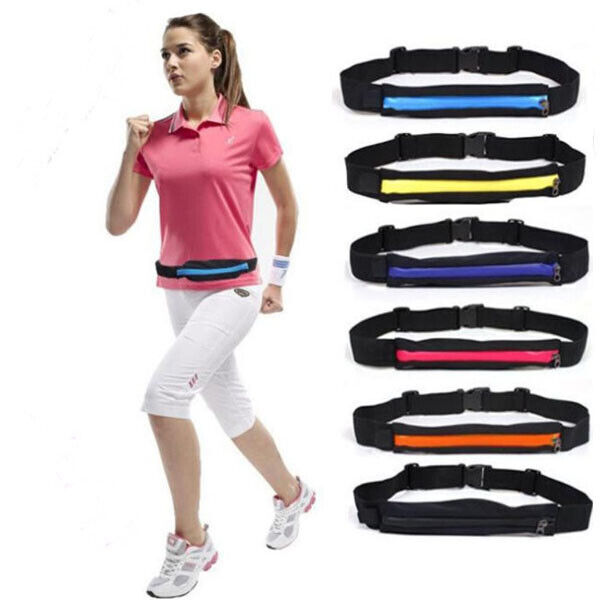 Lycra Running Waist Belt Bum Bag Zip Pouch Waterproof Black One Size 65-100cm
