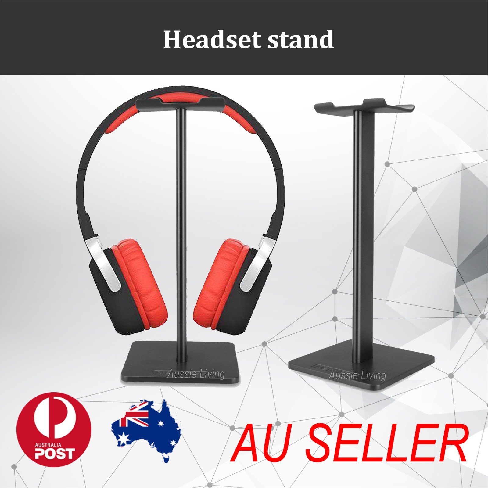 Universal Headphone Headset Stand Rack Holder Black Detachable Non-slip TPU ABS