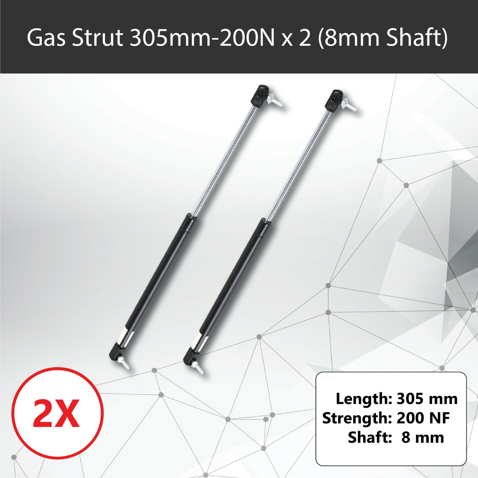 Gas Strut 310mm 200N x2 8mm Shaft Caravan Trailer Toolbox Canopy Tent Camper
