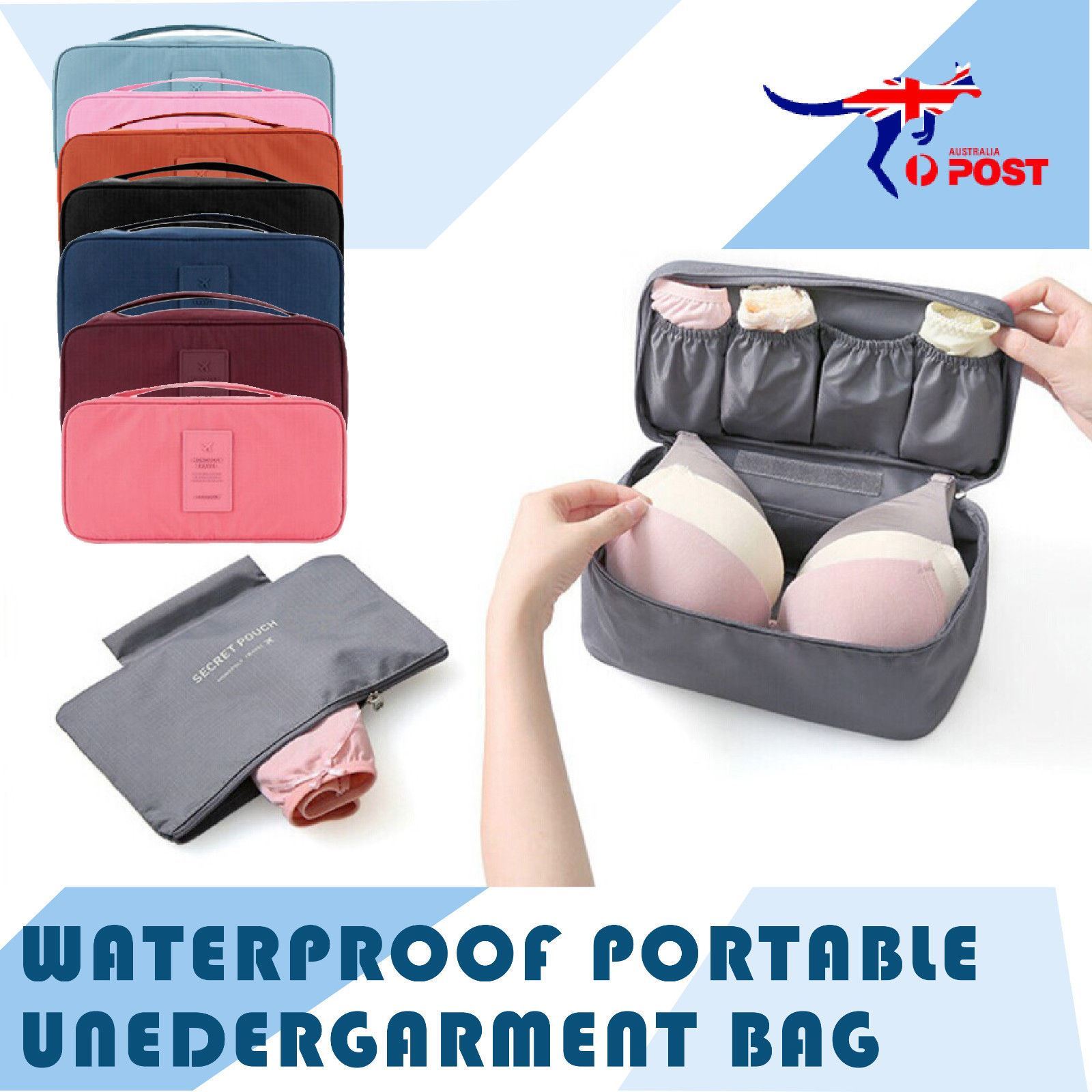 Waterproof Nylon Bra Underwear Lingerie Travel Storage Organizer Medium Black