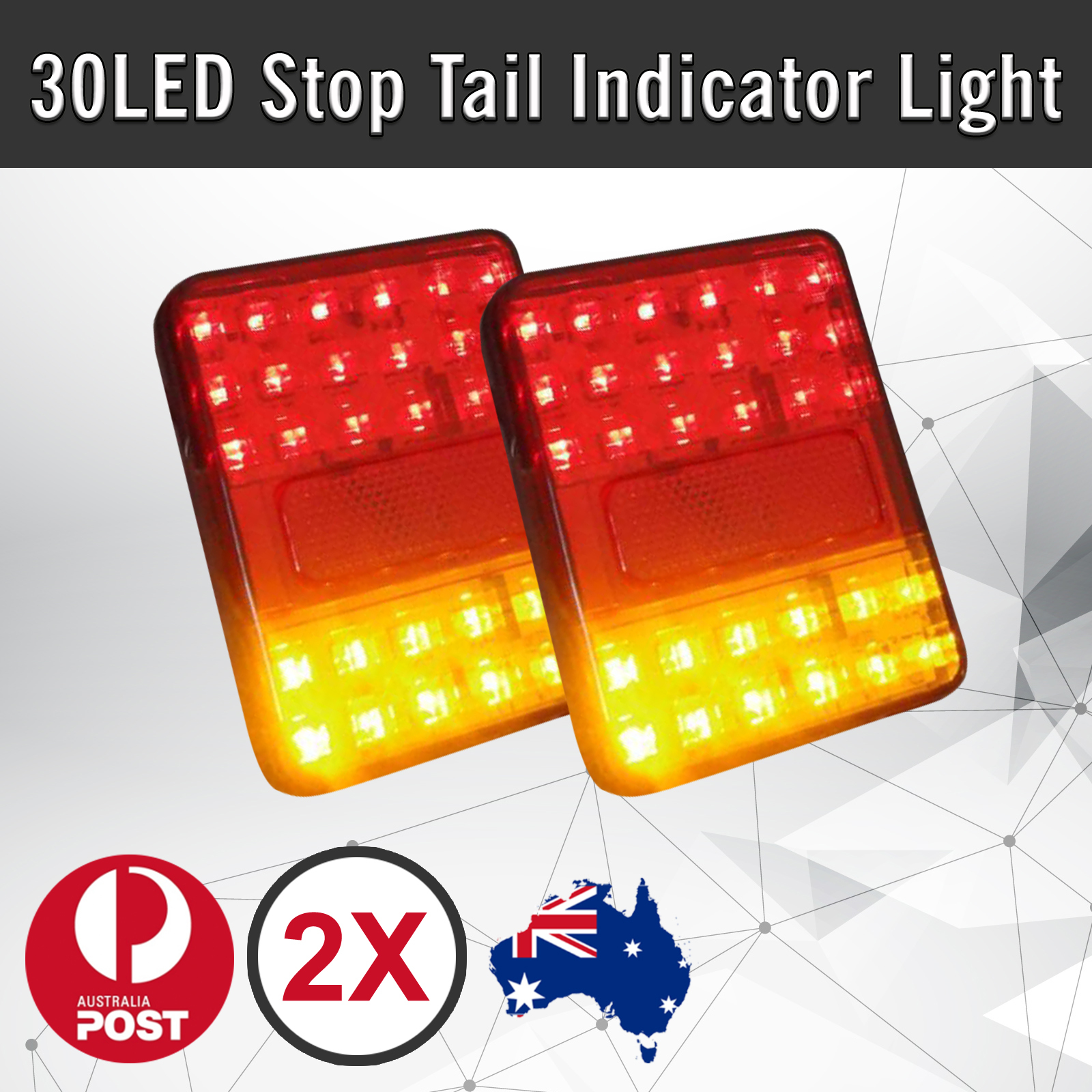 2 30LED Trailer Light Kit Truck Caravan Tail Lights 12V Stop Indicator RED Rear