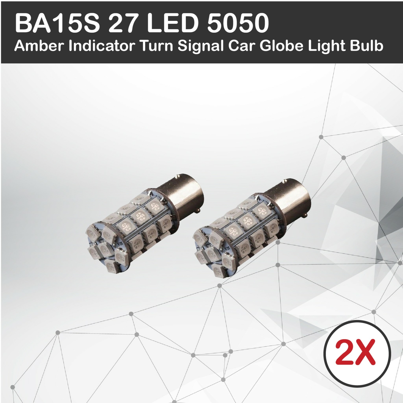 2pcs BA15S 12V 27 LED 5050 AMBER Turn Signal Indicator Bulb Car Ute Front & Rear