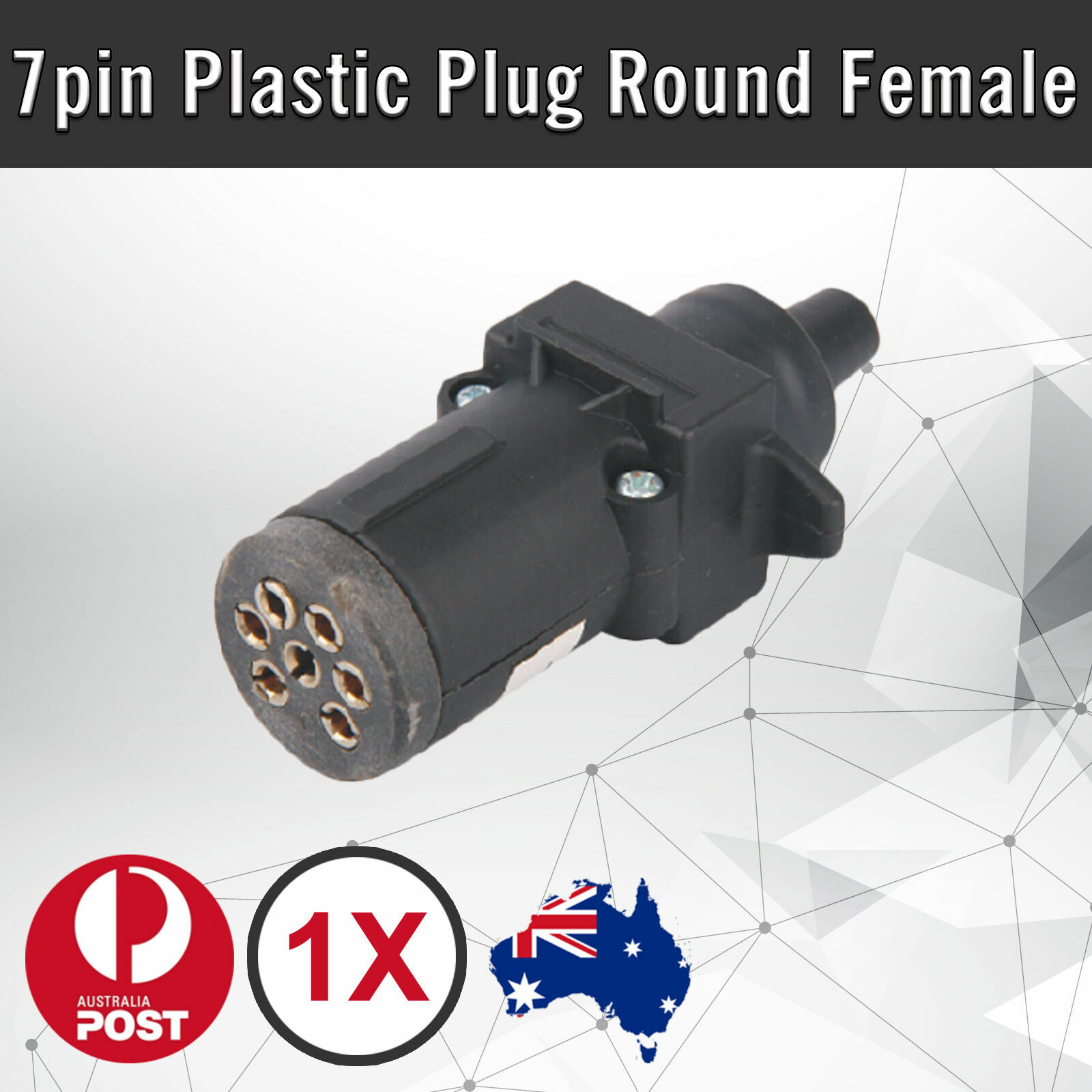 7 PIN ROUND TRAILER PLUG FEMALE PLASTIC SLIM CARAVAN BOAT TENT TOOLBOX PART