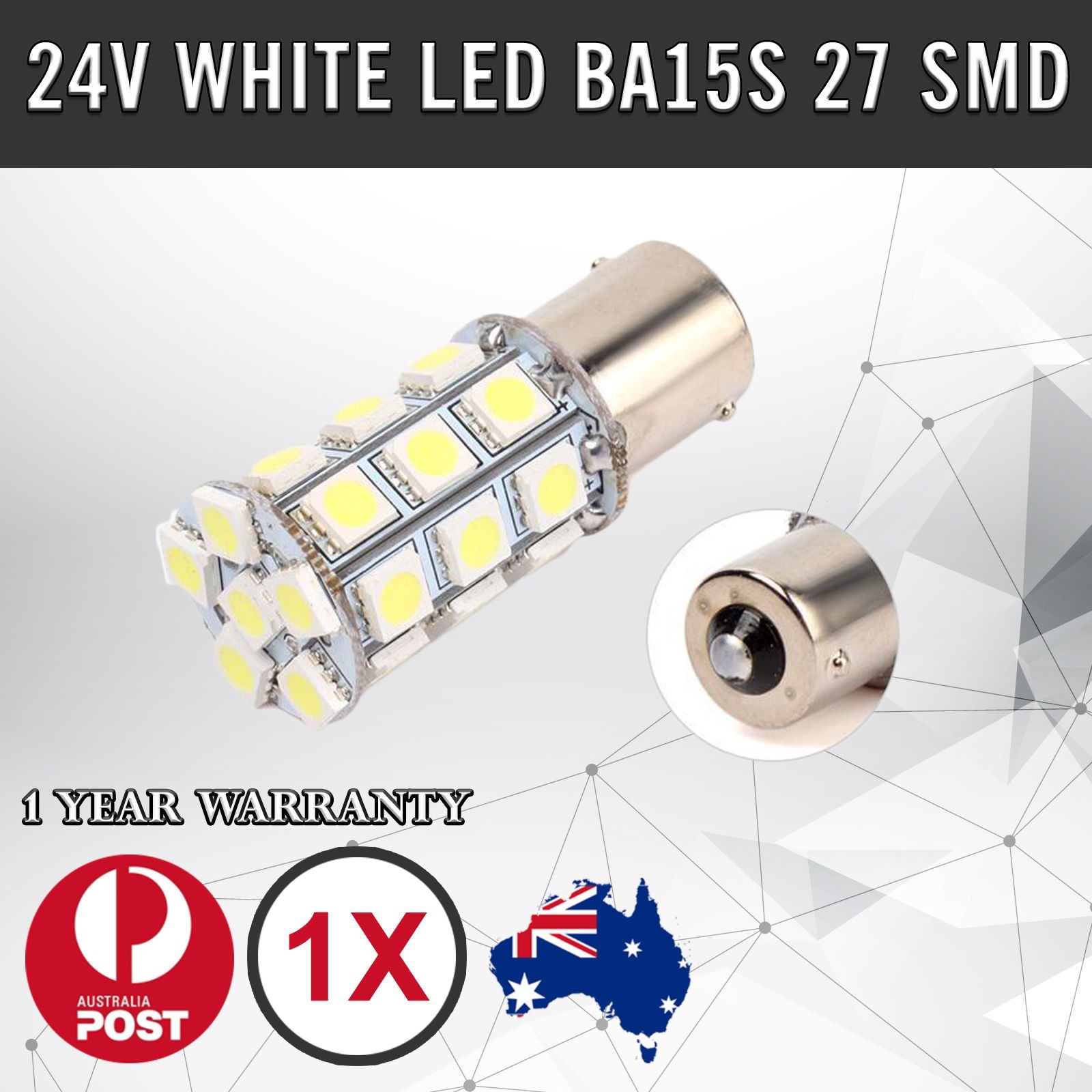 24V BA15S 1156 27 SMD LED White Indicator Bulb 360 Degree Truck Bus Front Light