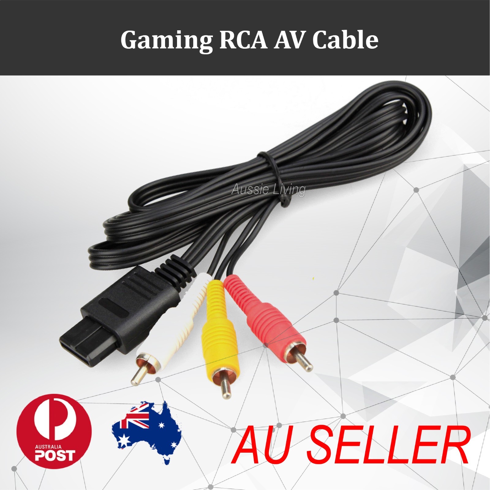 Nintendo N64 SNES Gamecube GC RCA AV Cable Composite Audio Video 1.7m Black