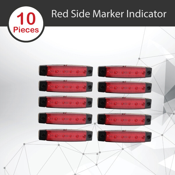 10x 6 LED Red Side Marker Lights Truck Trailer Clearance Lamp 12V 96 mm 20 mm
