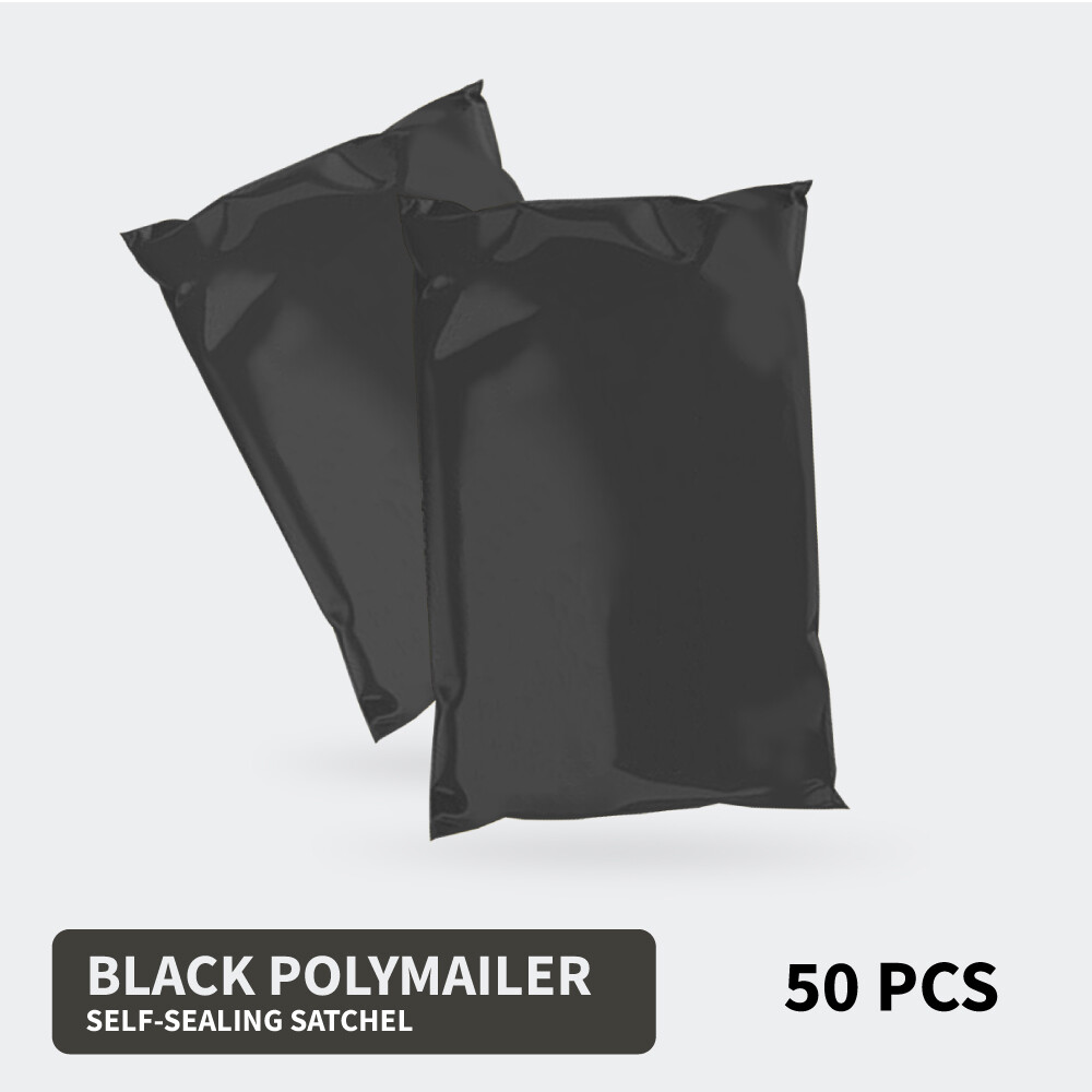 50x 4 Sizes Black Poly Mailer Self Sealing Shipping Bag 100 Recyclable 255 330mm