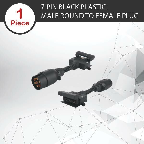 7 Pin Trailer Plug Round Male to Flat Female Black Plastic for Trailer Tent