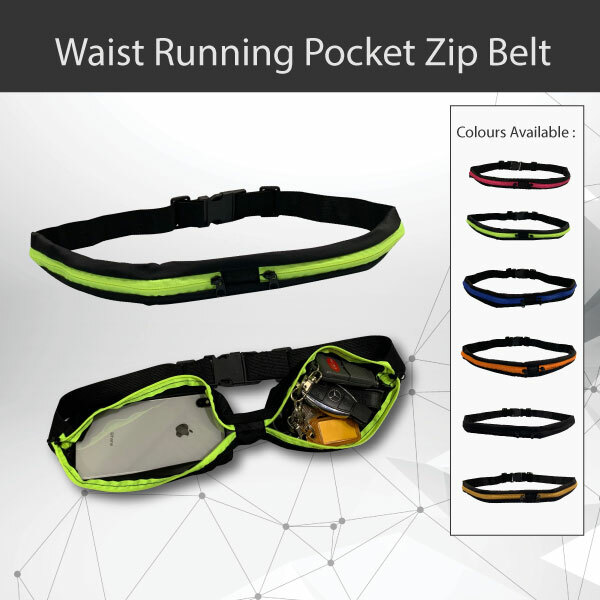 2X Lycra Running Waist Belt 2 Pocket Zip Pouch Waterproof Hiking 70-92cm Black