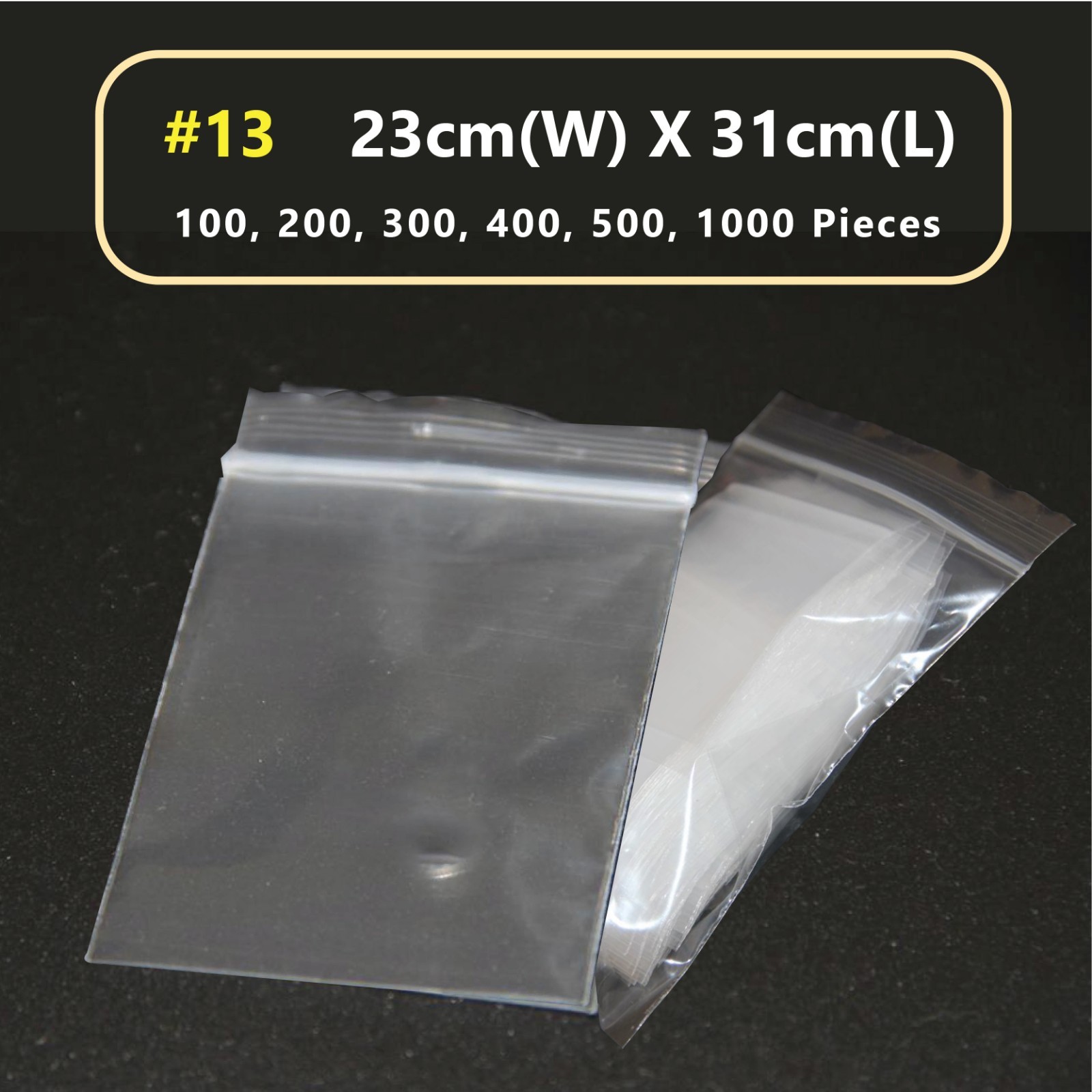 100 Resealable 230mm X 310mm Clear Plastic Zip Lock Bag